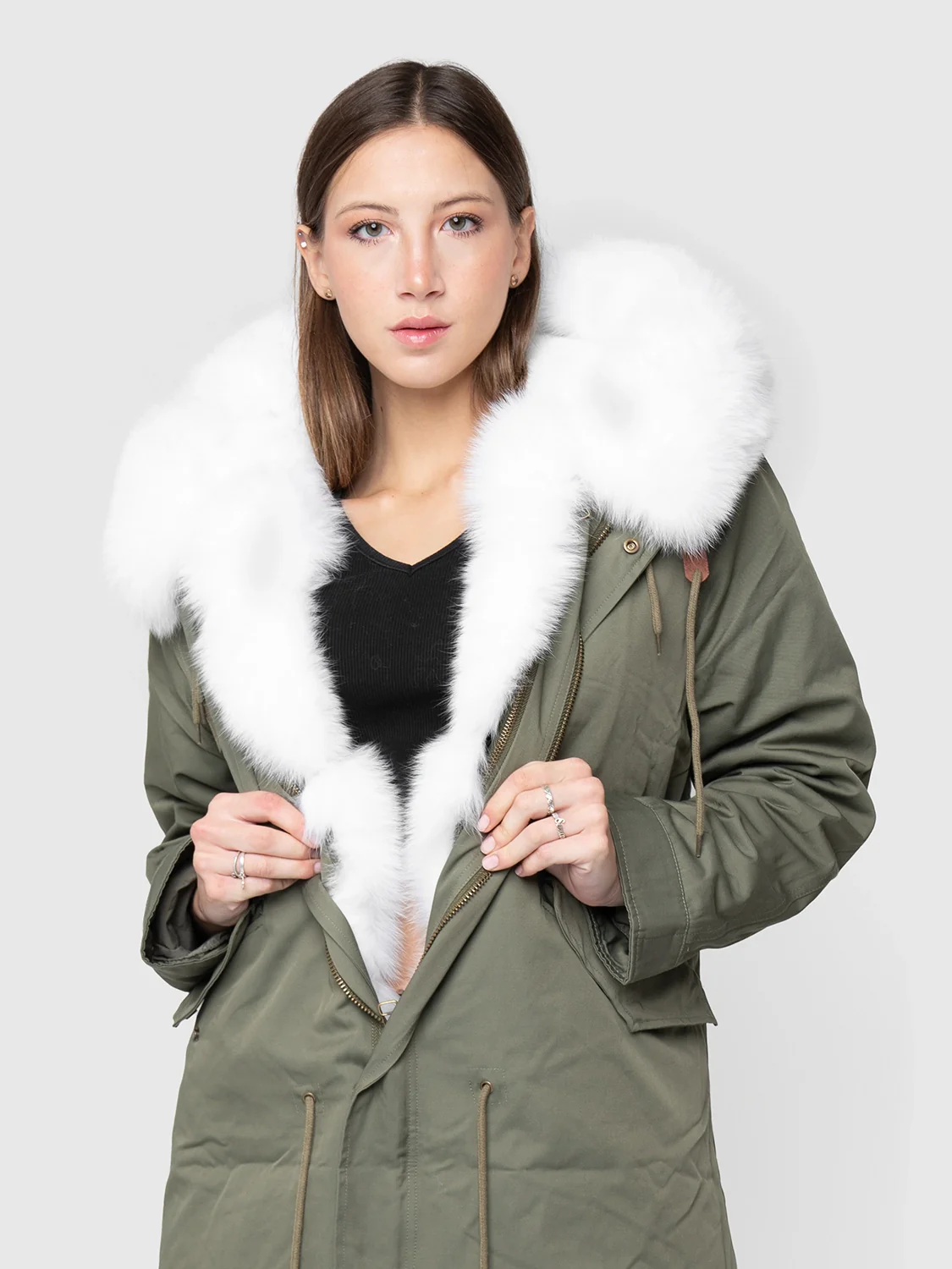 ALASKA - Parka con bordatura cappuccio e collo in volpe (Bianco) - Image 5