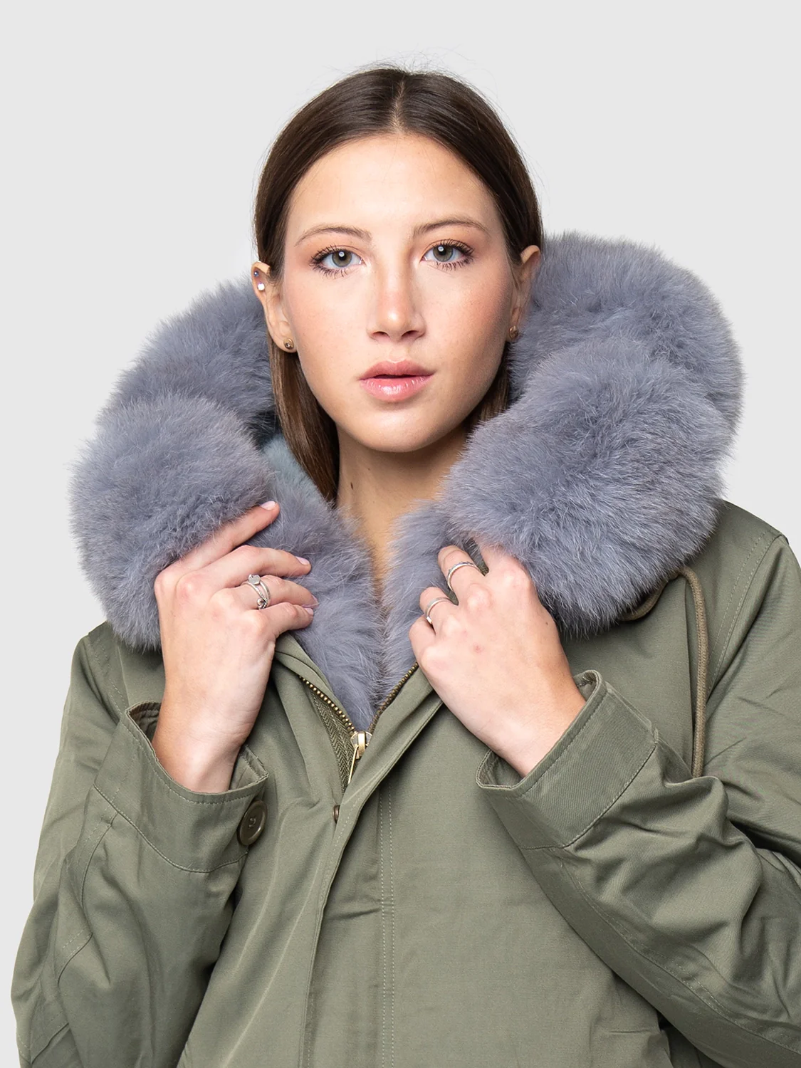 ALASKA - Parka con bordatura cappuccio e collo in volpe (Grigio) - Image 3
