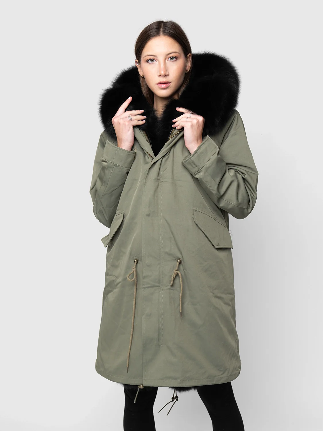 ALASKA - Parka con bordatura cappuccio e collo in volpe (Nero) - Image 3