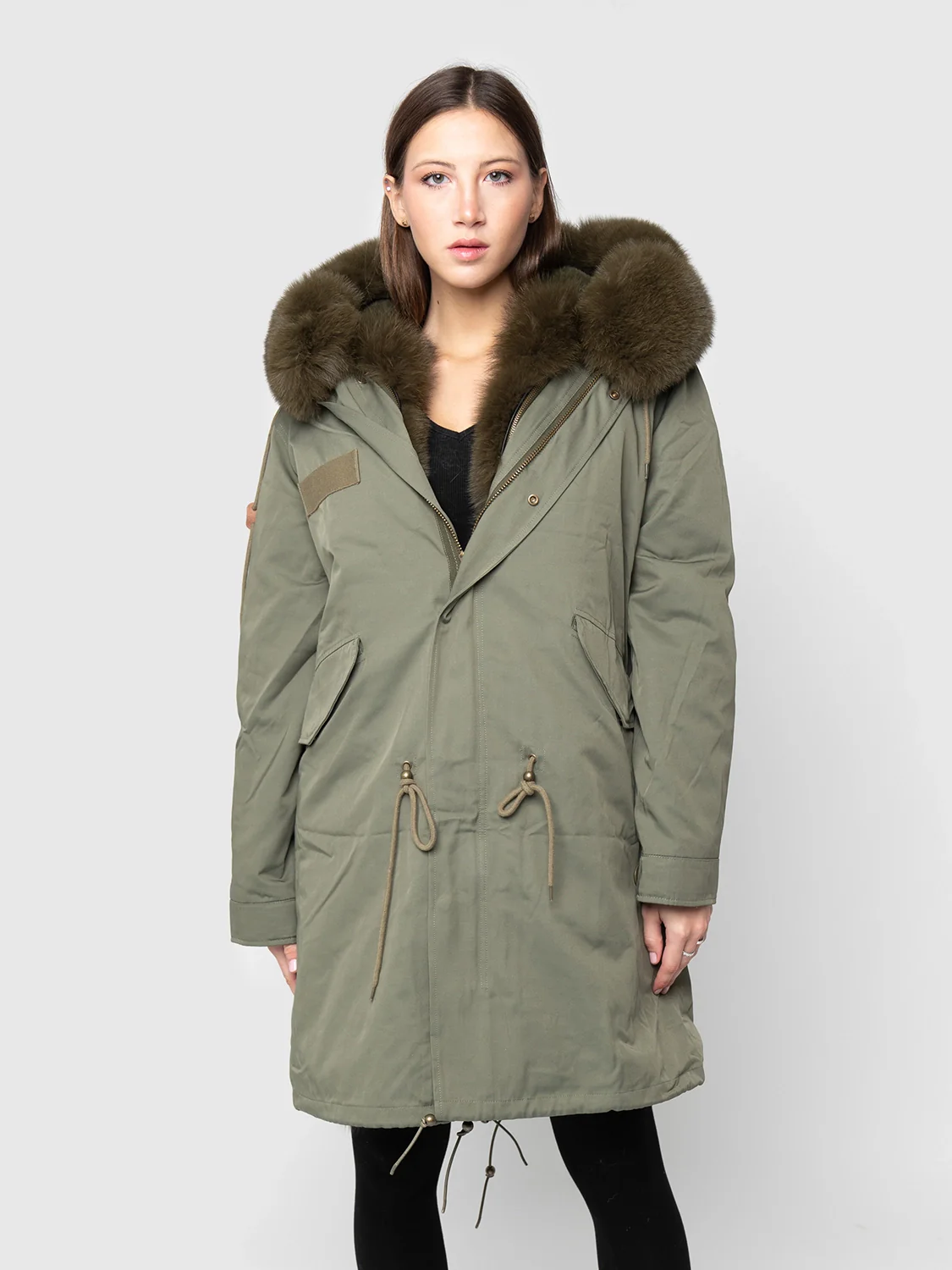 ALASKA - Parka con bordatura cappuccio e collo in volpe (Verde) - Image 3