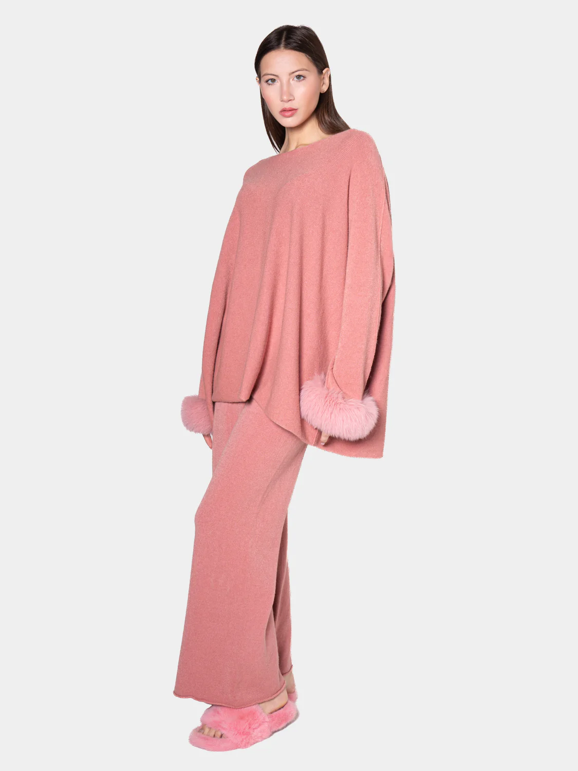 AMALFI - Completo con polsini in volpe (Rosa) - Image 6