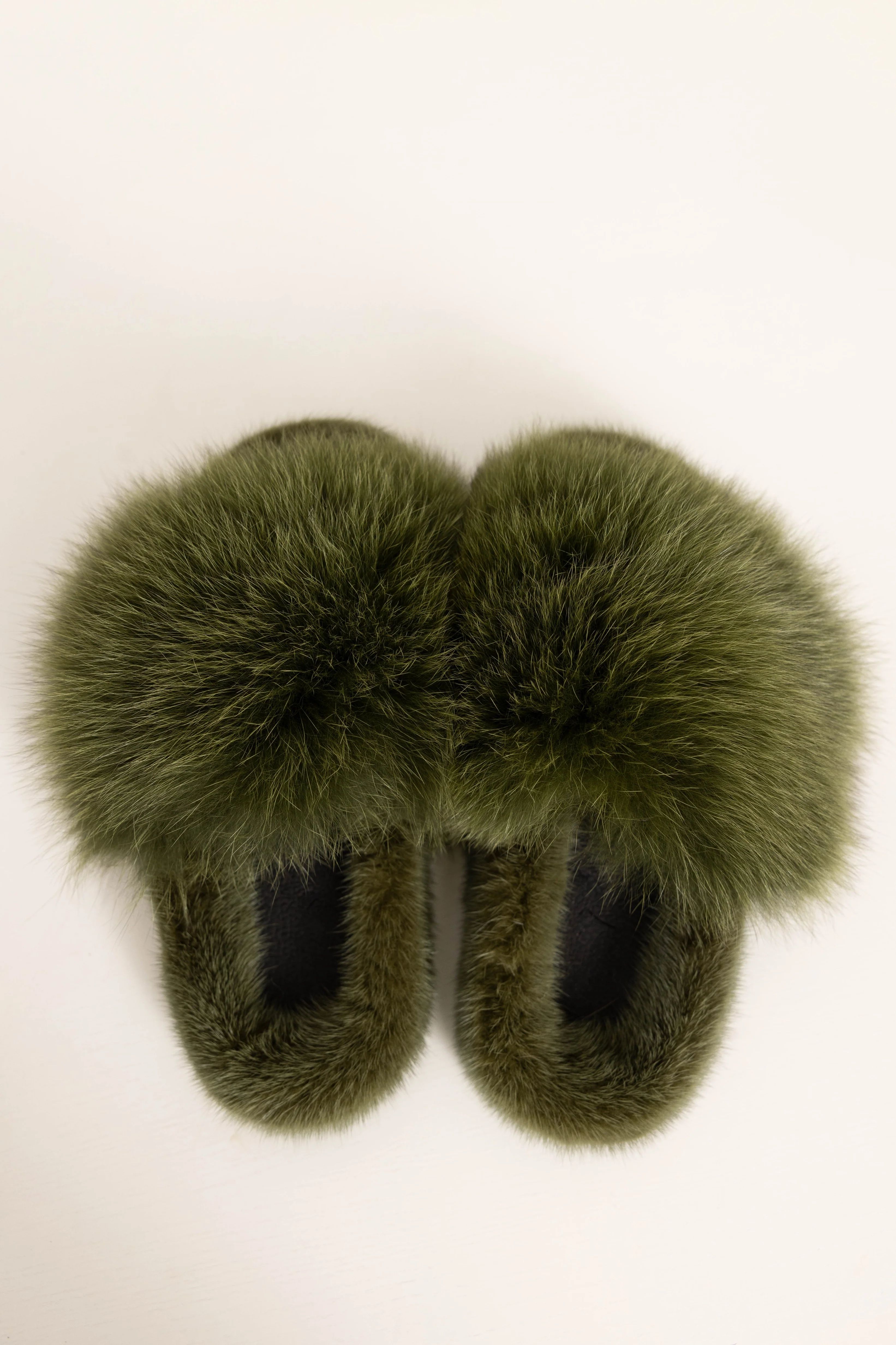 ASPEN - Slipper con fascia in volpe e bordatura in visone (Verde Mimetico) - Image 2