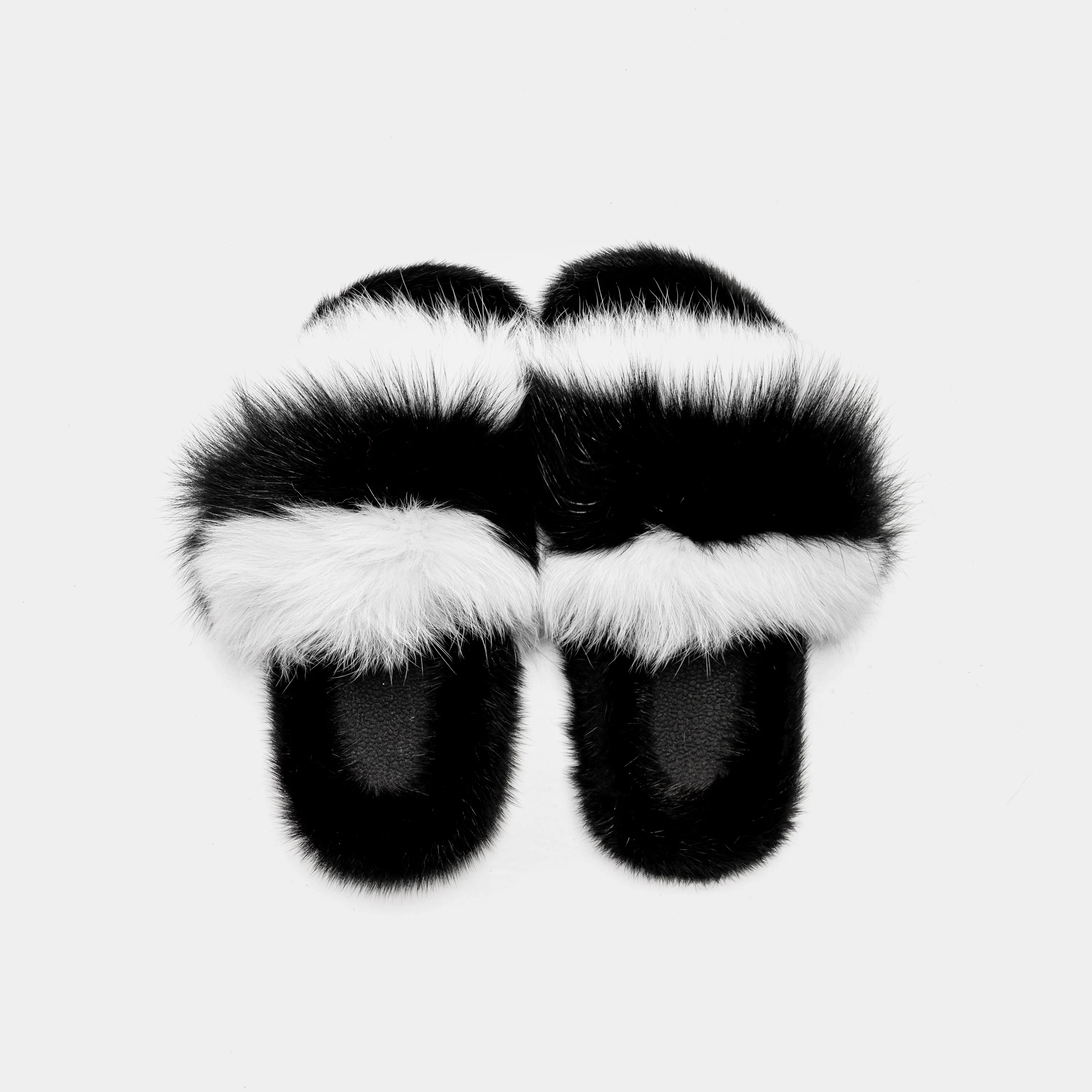 ASPEN - Slipper con fascia in volpe e bordatura in visone (Bianco/Nero) - Image 4