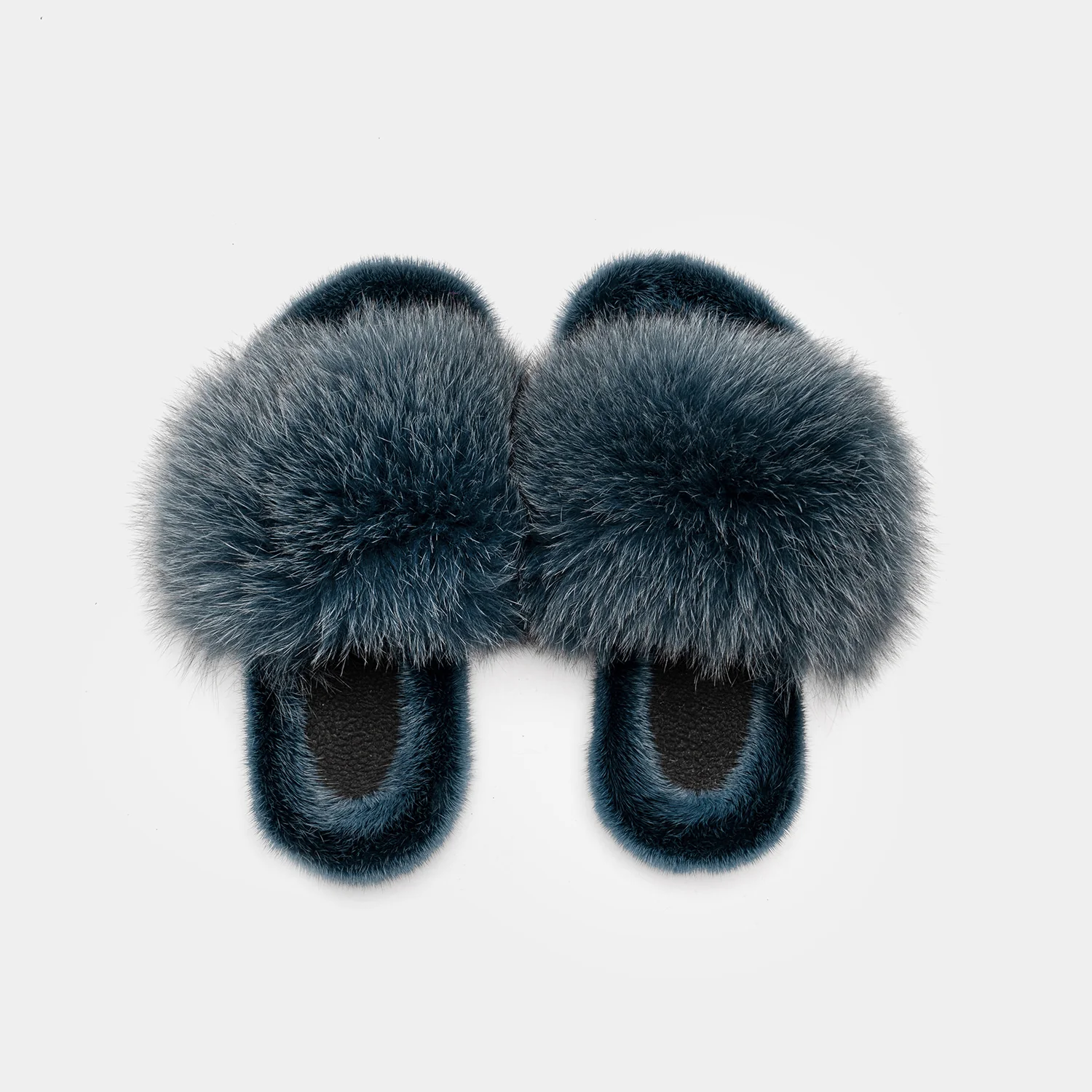 ASPEN - Slipper con fascia in volpe e bordatura in visone (Blu Oceano) - Image 4