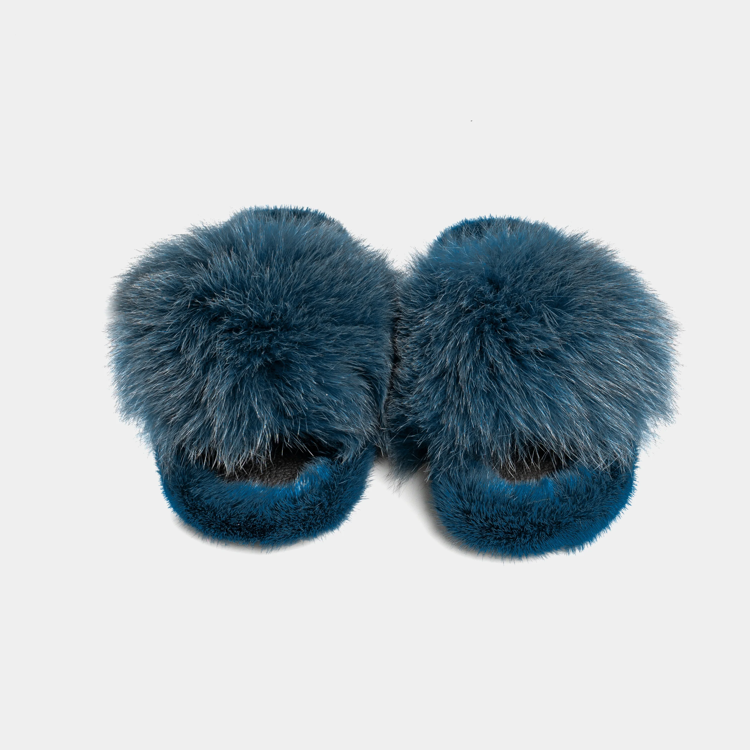 ASPEN - Slipper con fascia in volpe e bordatura in visone (Blu Oceano) - Image 5