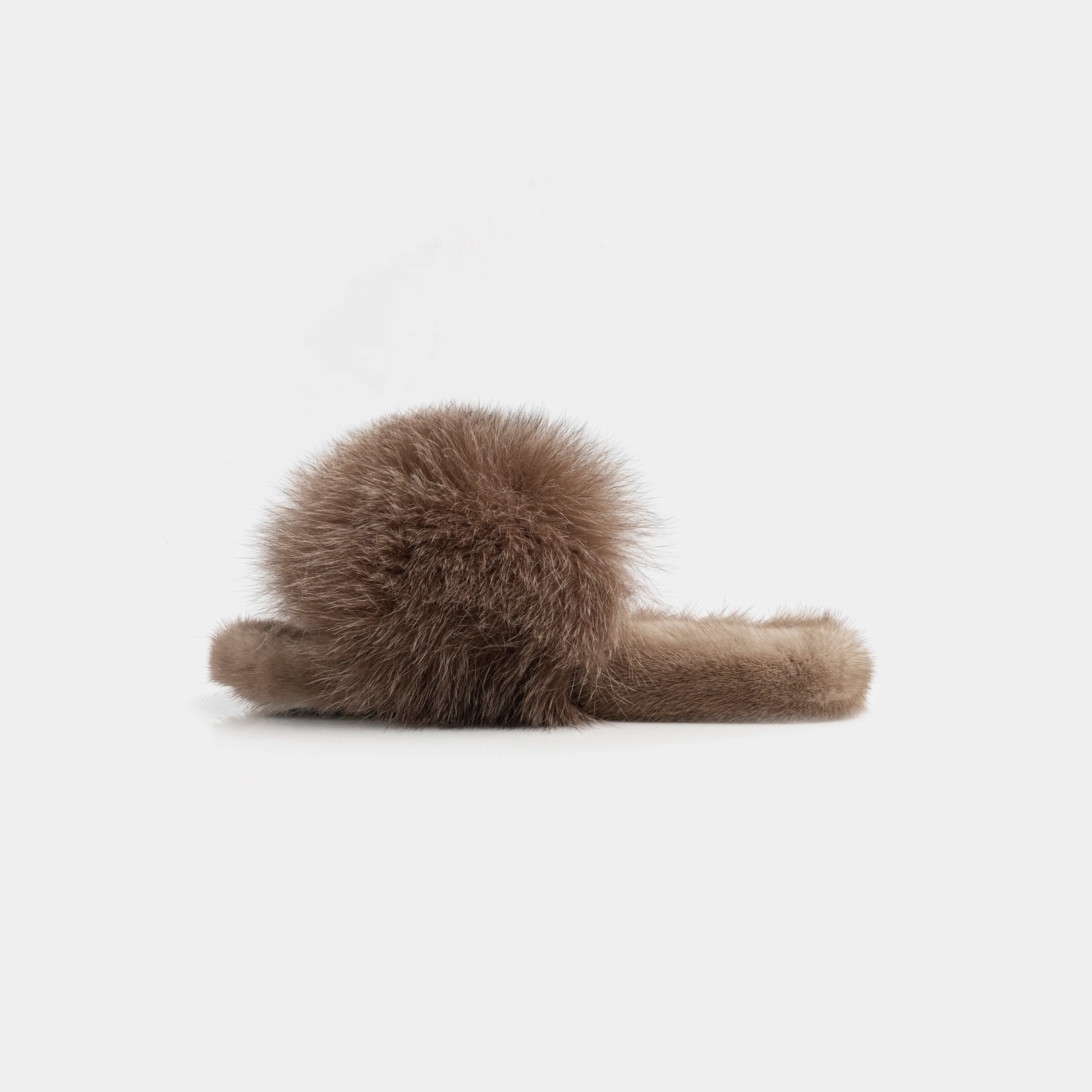 ASPEN - Slipper con fascia in volpe e bordatura in visone (Cammello) - Image 3