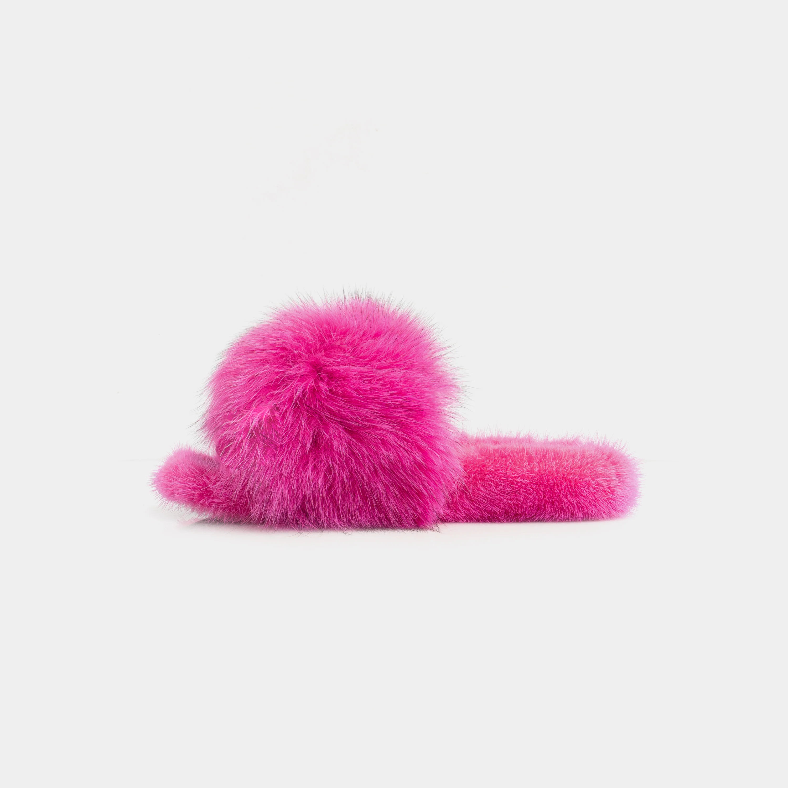 ASPEN - Slipper con fascia in volpe e bordatura in visone (Fucsia) - Image 3