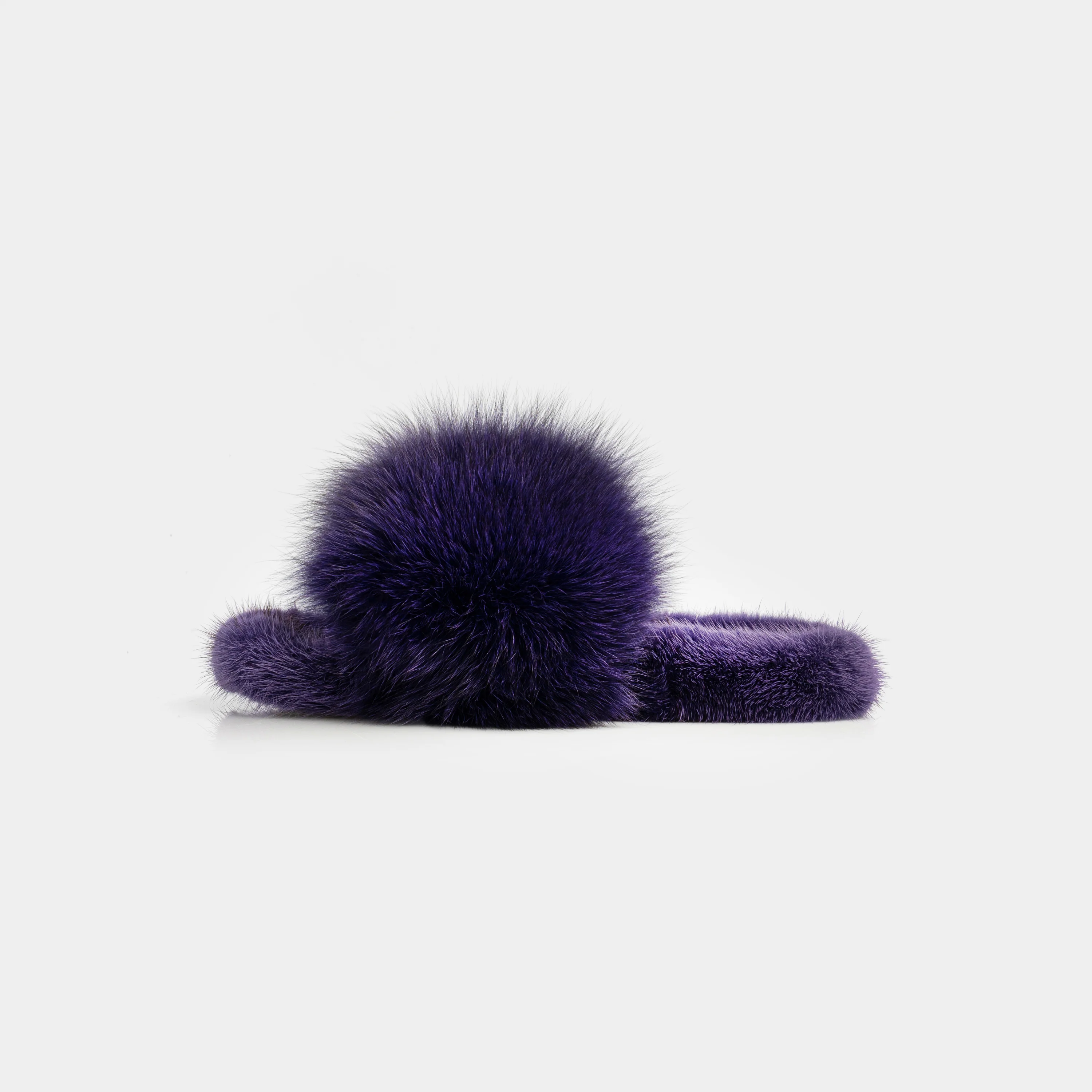 ASPEN - Slipper con fascia in volpe e bordatura in visone (Viola) - Image 3