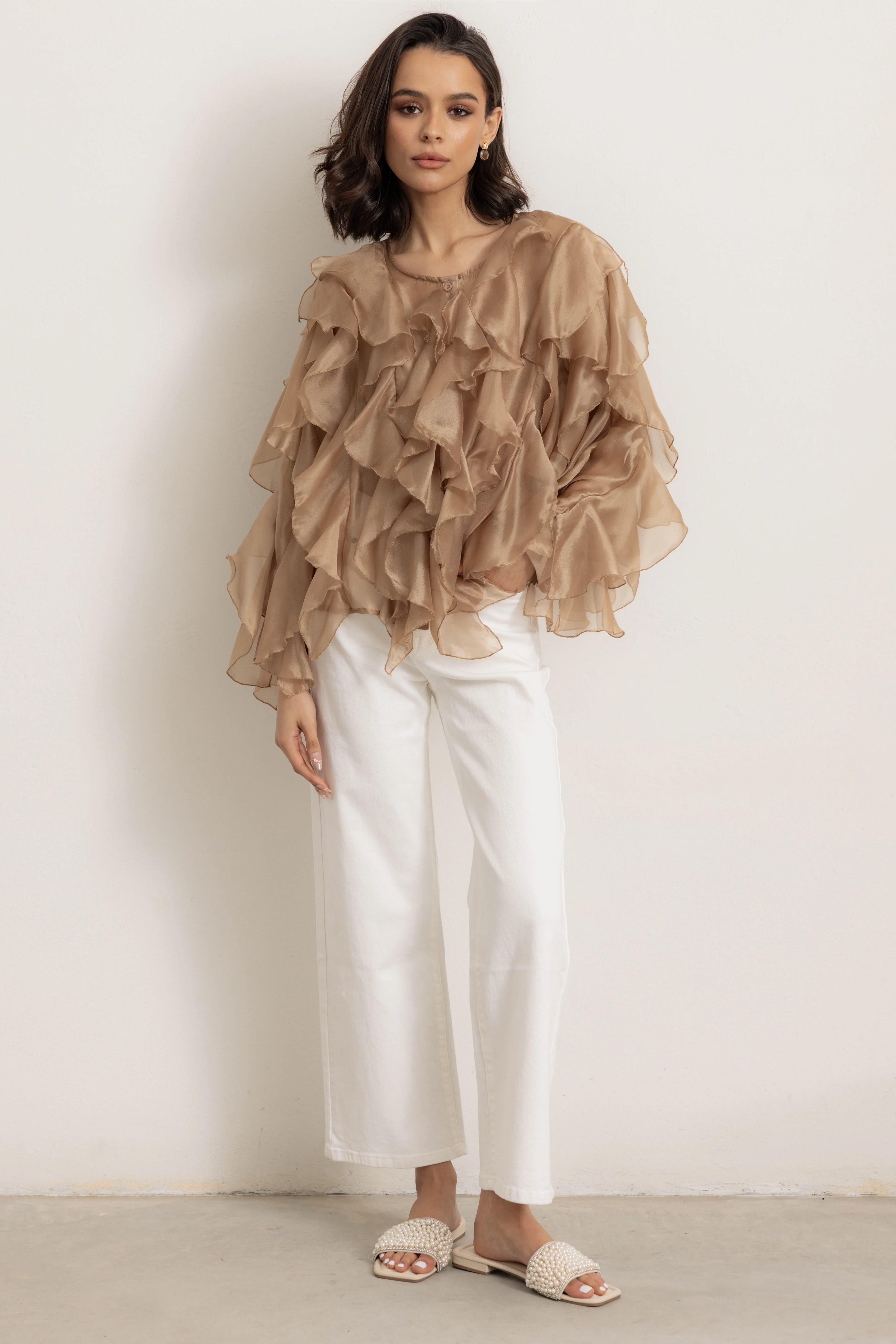 BUENOS AIRES - Camicia con balze (Champagne) - Image 3