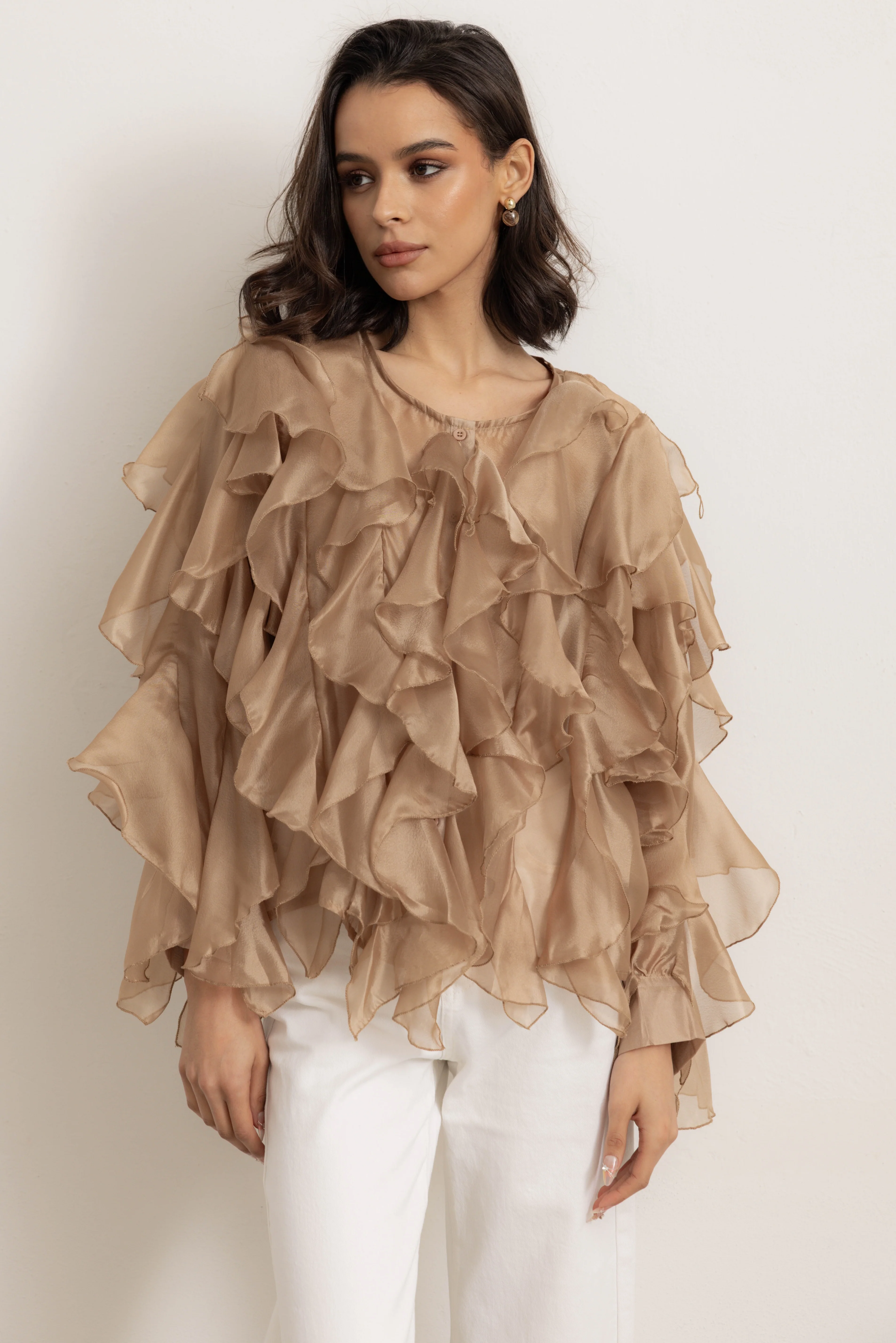 BUENOS AIRES - Camicia con balze (Champagne) - Image 4
