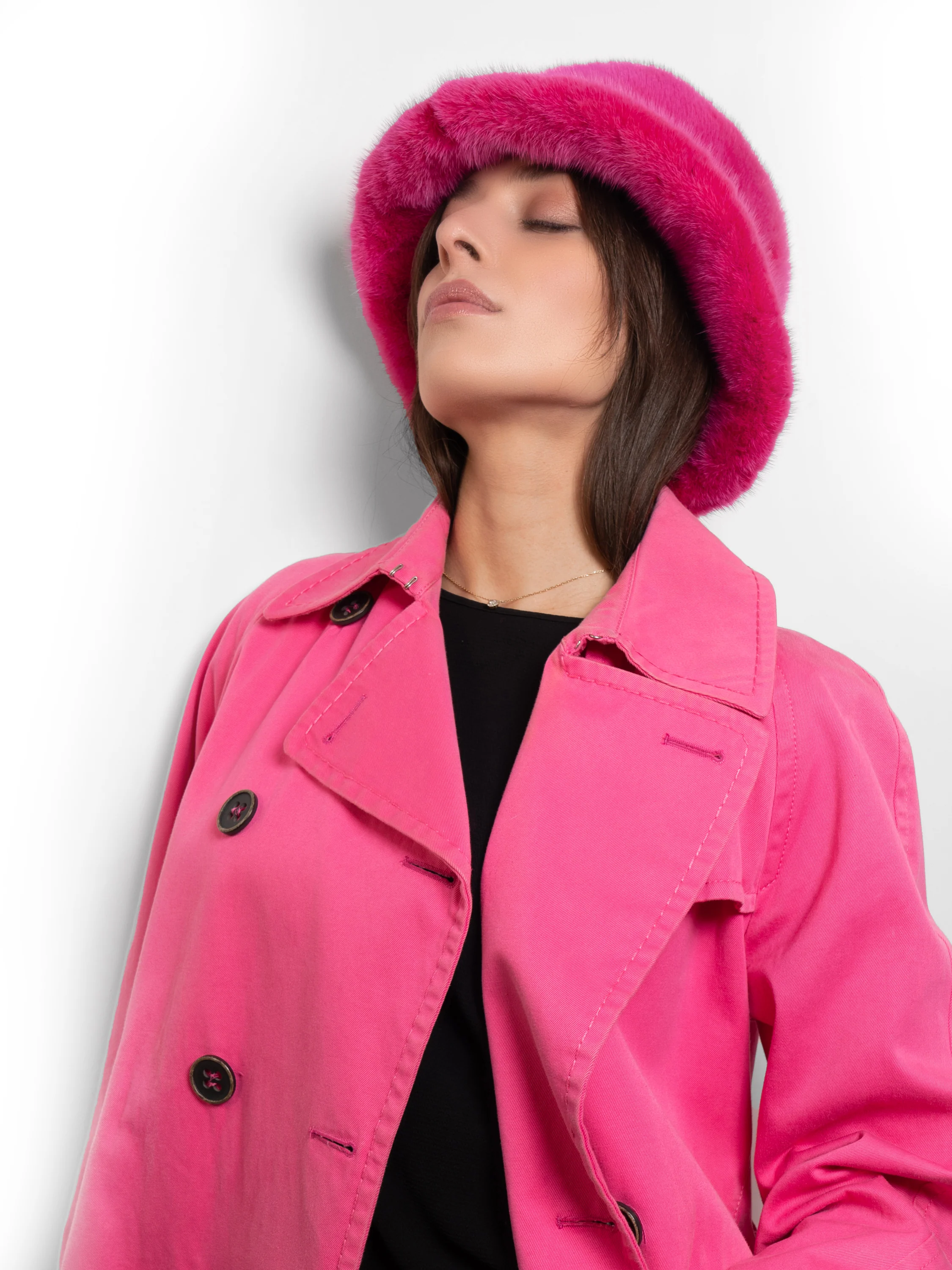 LIONE - Cappello Bucket in visone (Fucsia) - Image 5