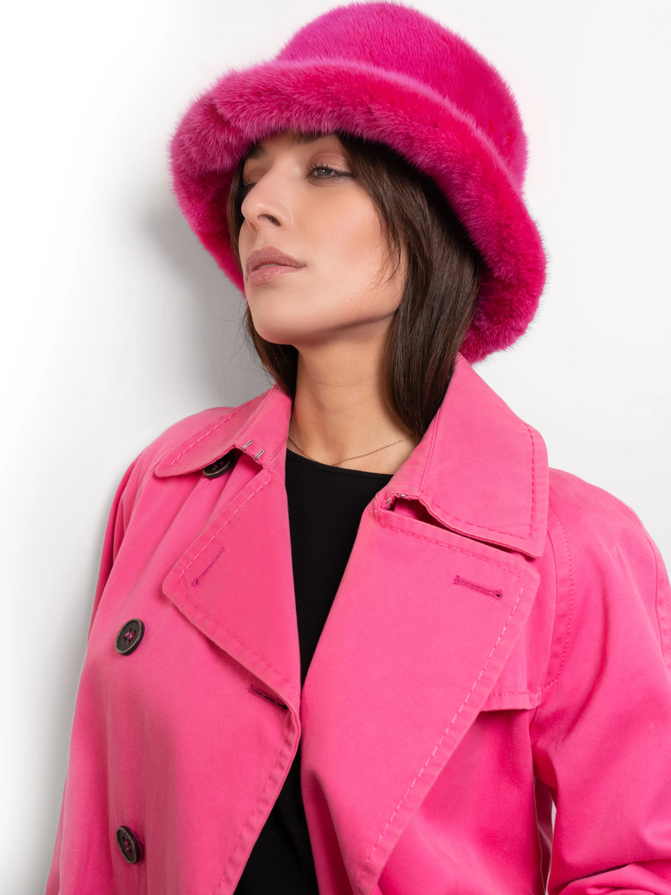LIONE - Cappello Bucket in visone (Fucsia) - Image 6