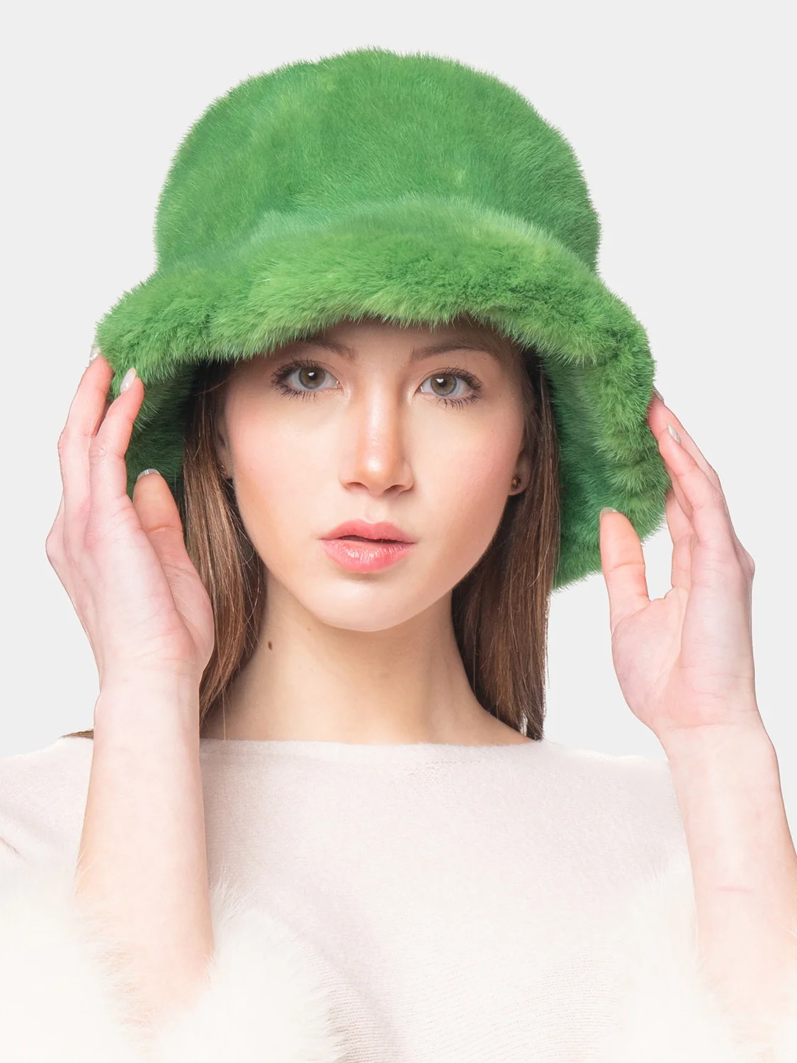 LIONE - Cappello Bucket in visone (Verde) - Image 2