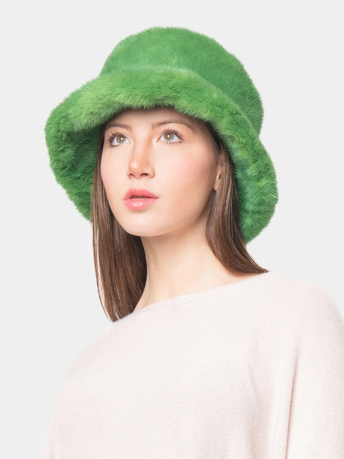 LIONE - Cappello Bucket in visone (Verde) - Image 4
