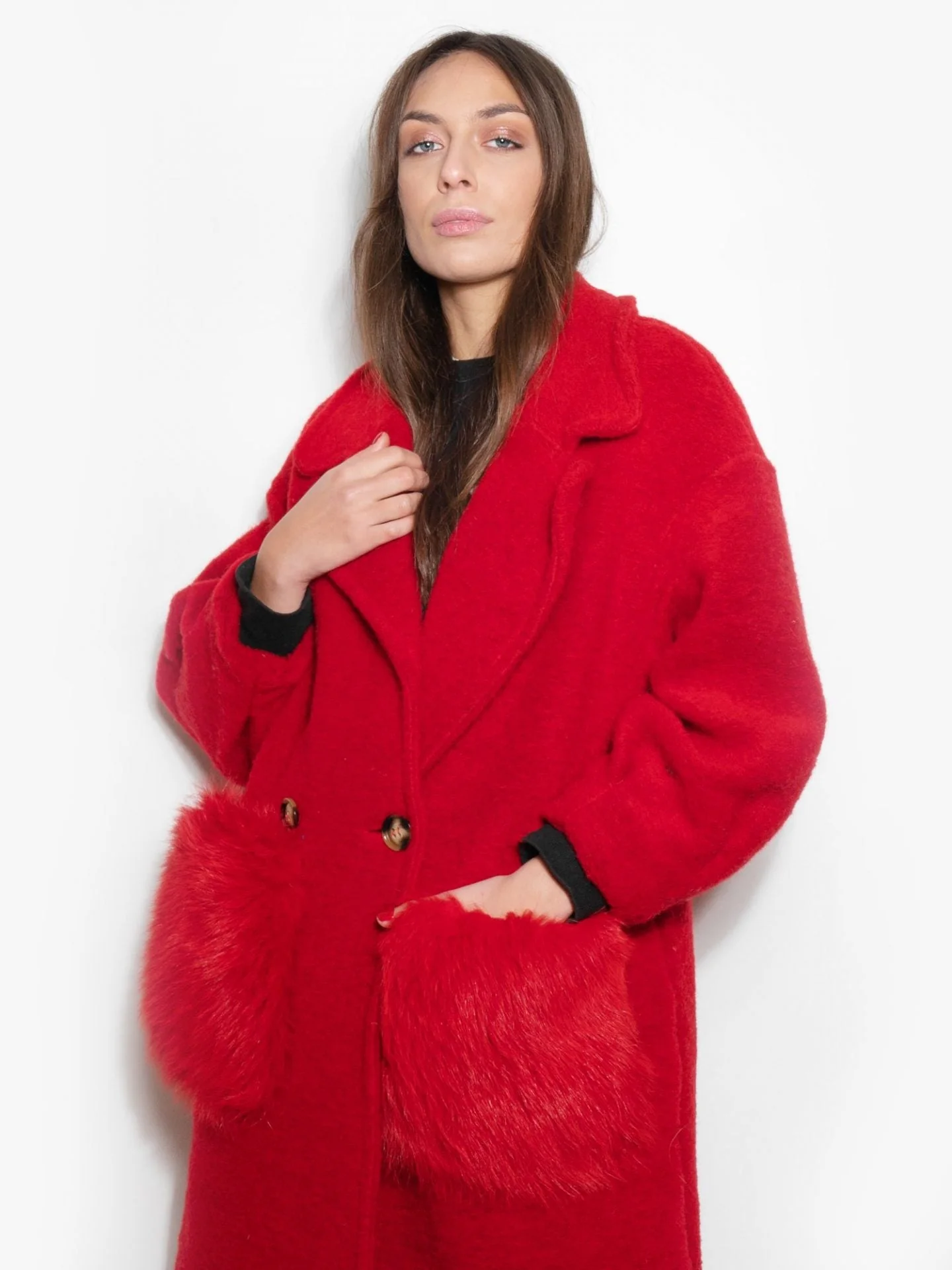 Cappottino Red Passion con Tasche in Volpe - Image 3