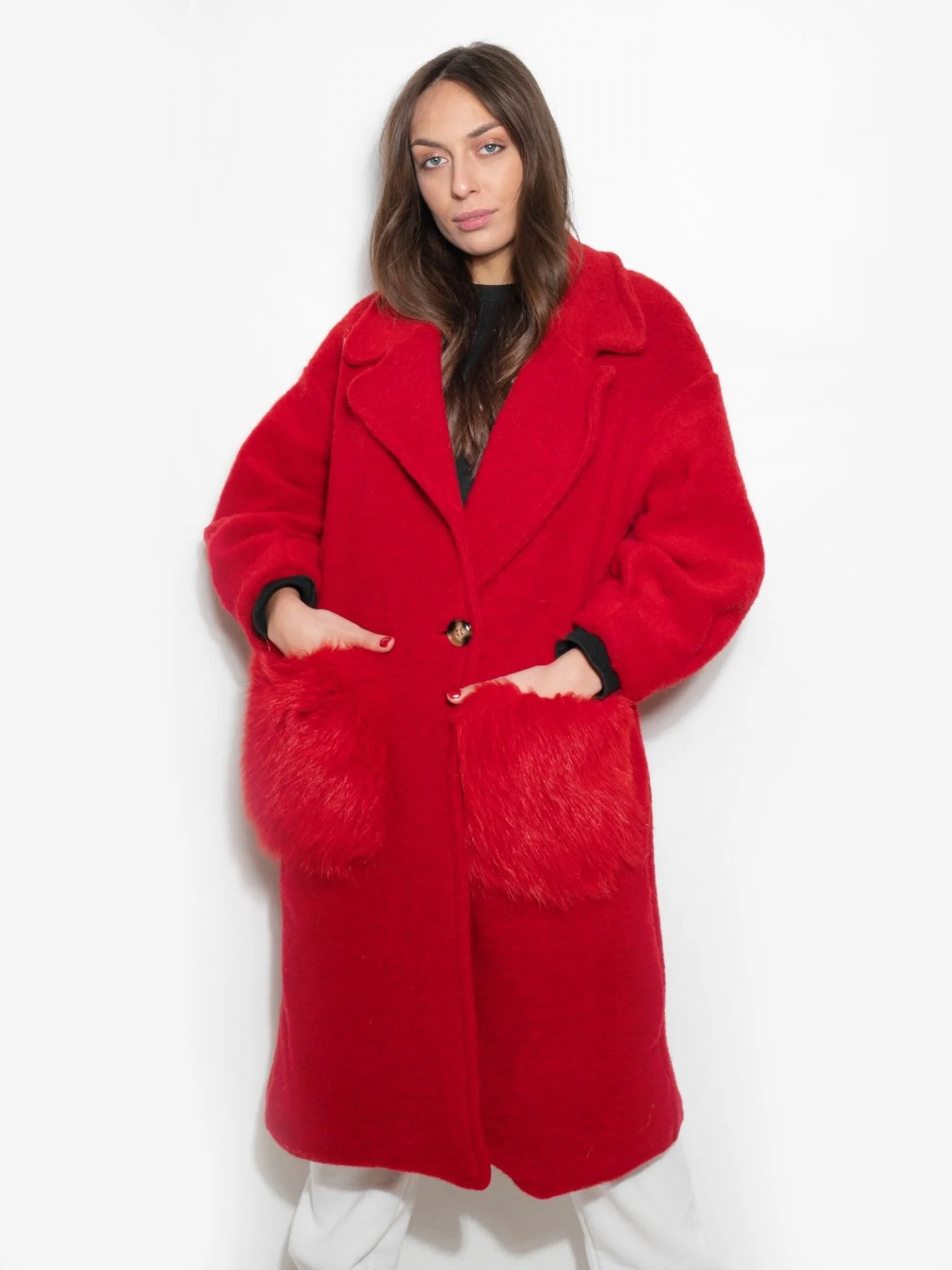 Cappottino Red Passion con Tasche in Volpe - Image 4
