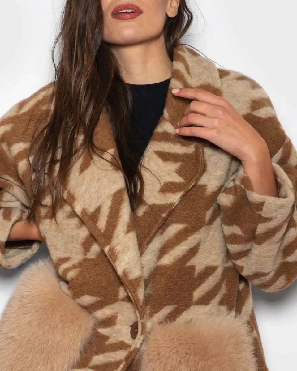 VIENNA Fantasia - Cappotto con tasche in volpe (Marrone/Beige) - Image 3
