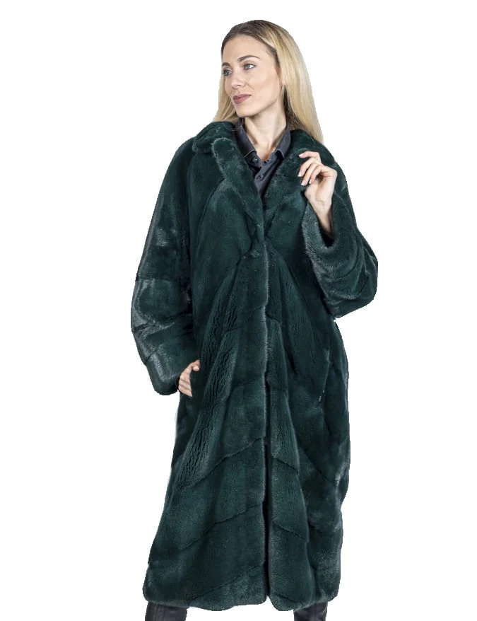 LAYTON - Cappotto in visone con collo revers (Verde scuro)