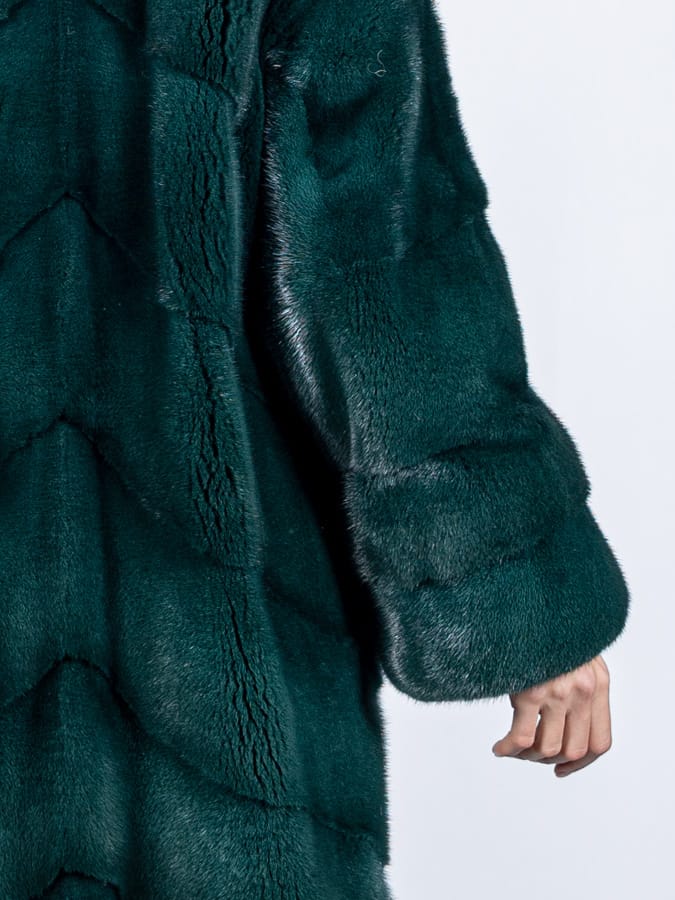 LAYTON - Cappotto in visone con collo revers (Verde scuro) - Image 3