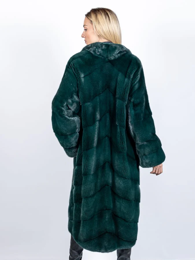 LAYTON - Cappotto in visone con collo revers (Verde scuro) - Image 4