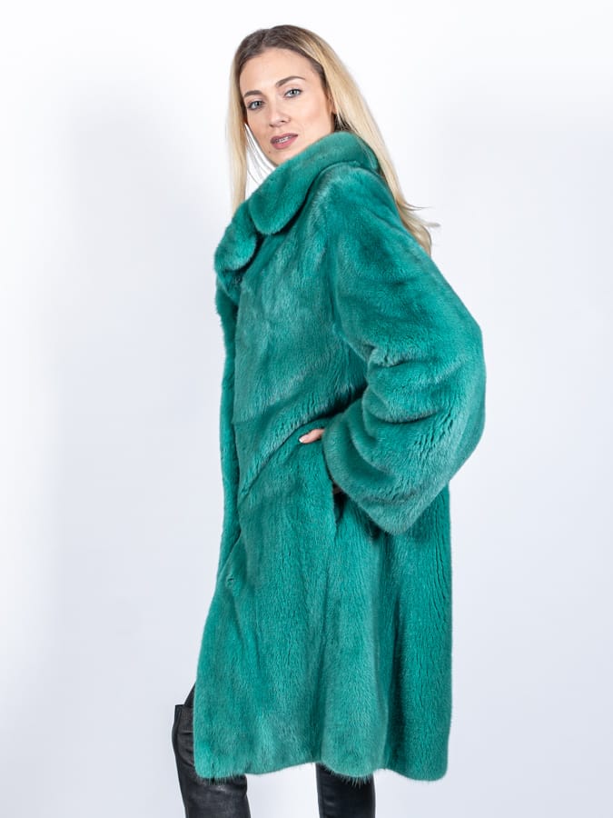SPRINGVILLE - Cappotto in visone con collo revers (Verde chiaro) - Image 2