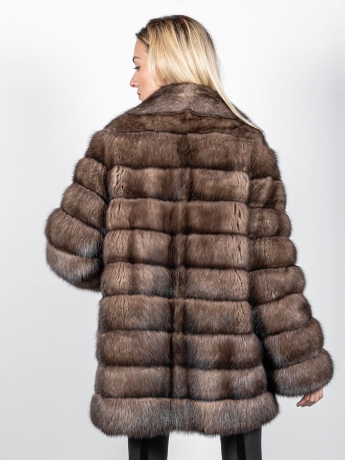 SAN ANTONIO - Cappotto oversize in zibellino con collo revers - Image 3