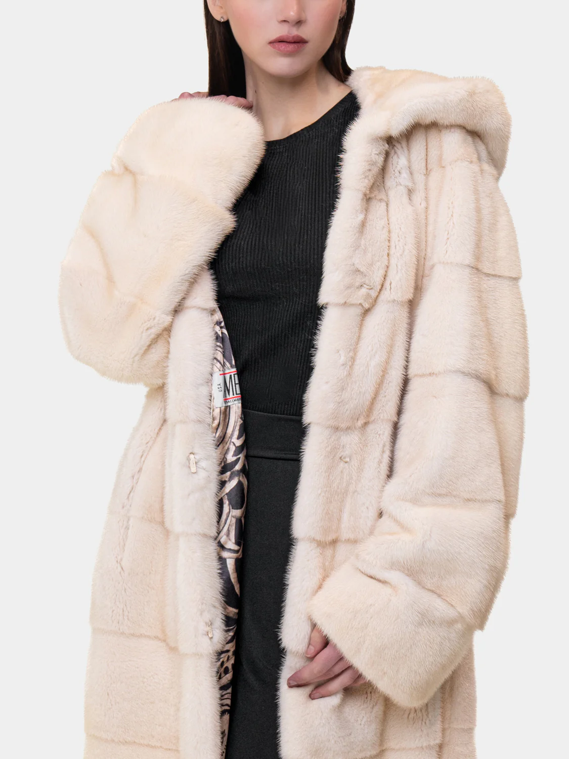 LOS ANGELES - Cappotto in visone con cappuccio (Panna) - Image 3