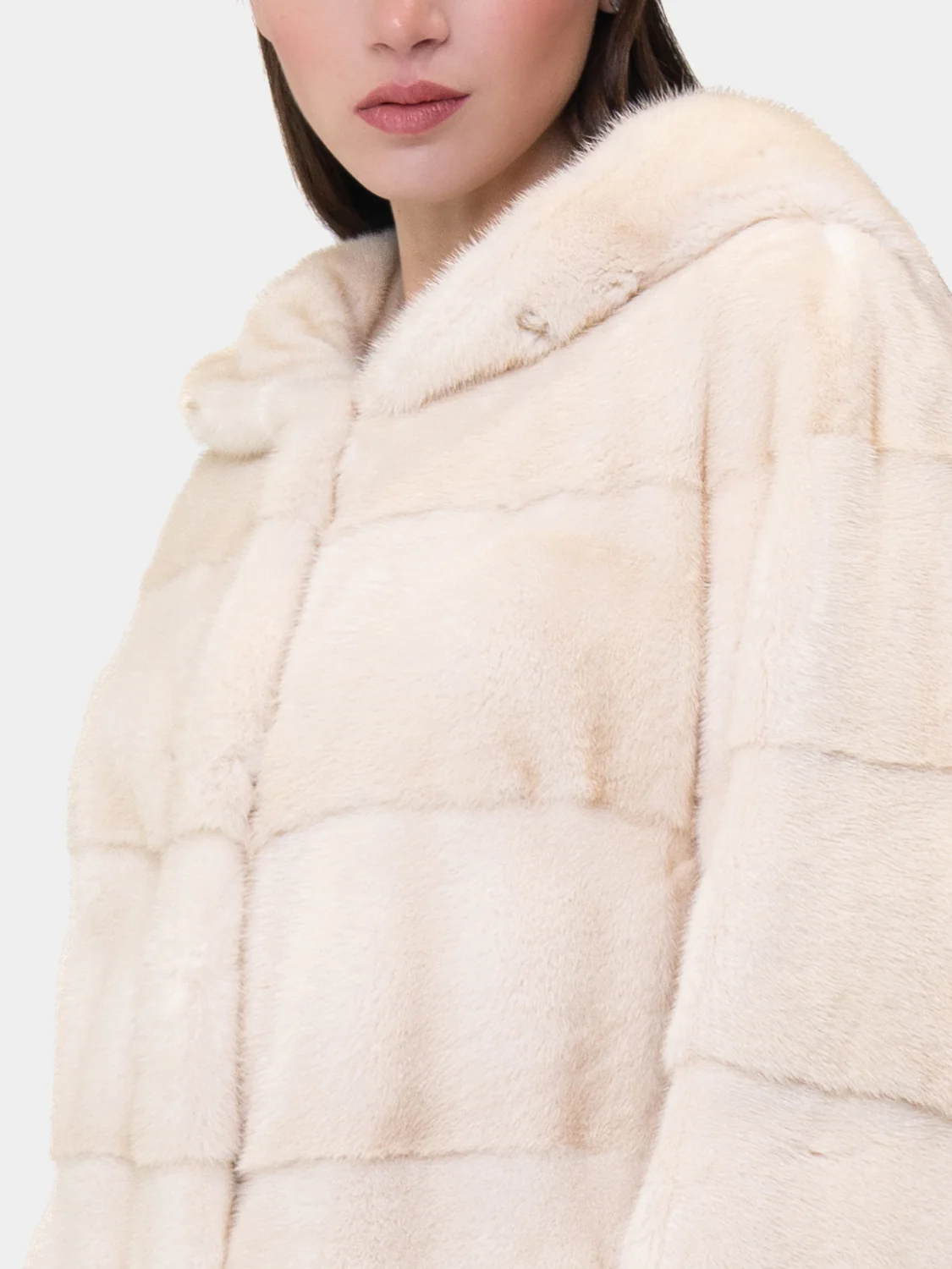 LOS ANGELES - Cappotto in visone con cappuccio (Panna) - Image 6