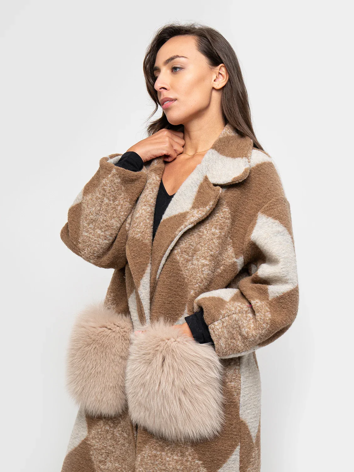 VIENNA Fantasia - Cappotto con tasche in volpe (Beige) - Image 4