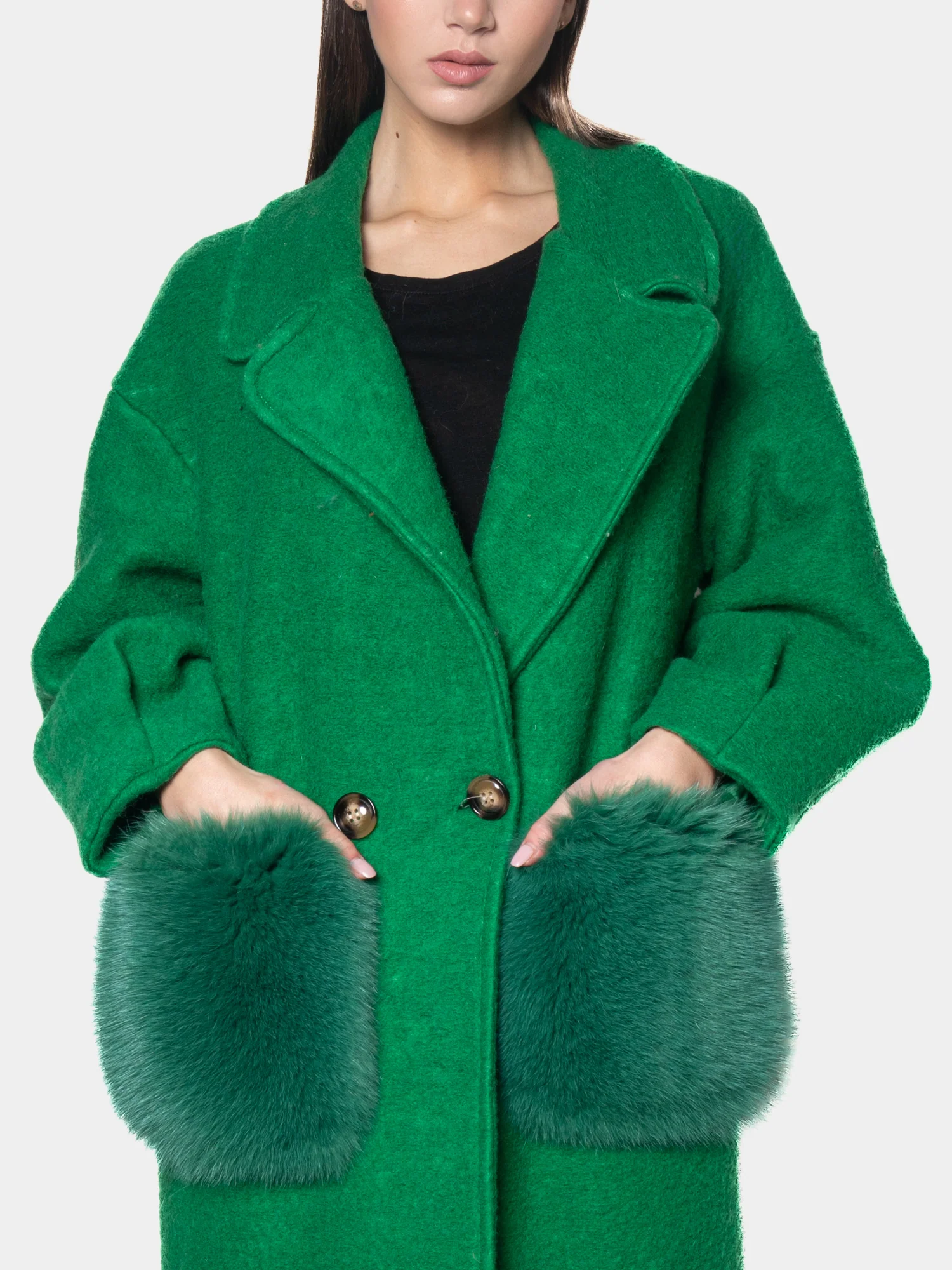 VIENNA - Cappotto con tasche in volpe (Verde) - Image 4