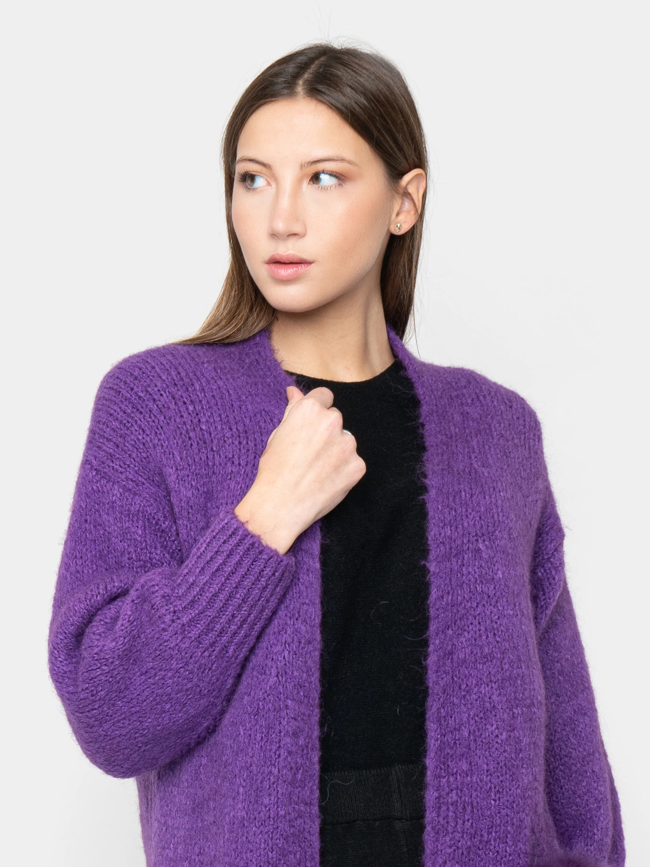 ANVERSA - Cardigan con tasche in volpe (Viola) - Image 2