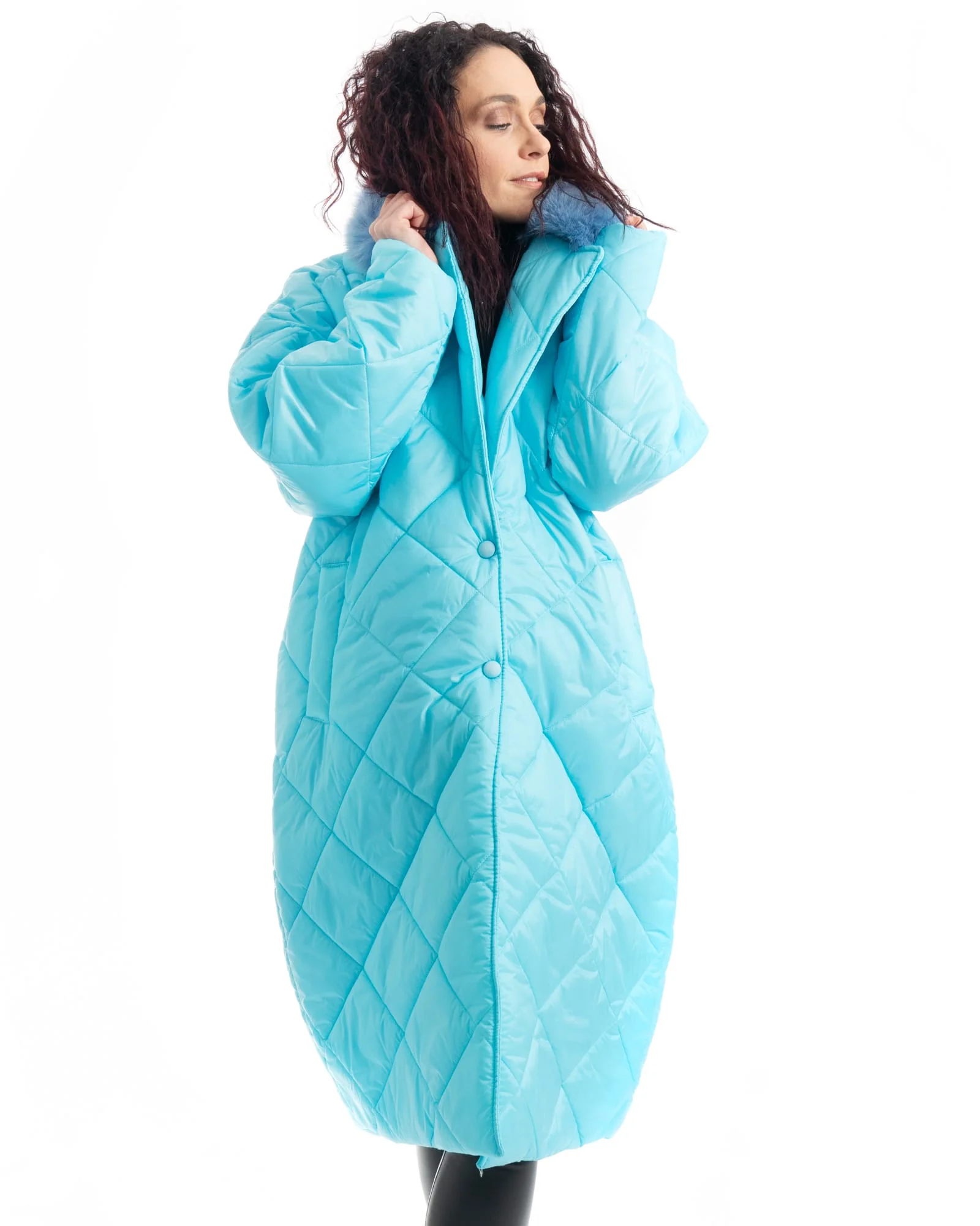 INNSBRUCK - Cappotto cento grammi con bordatura collo in volpe (Azzurro) - Image 11