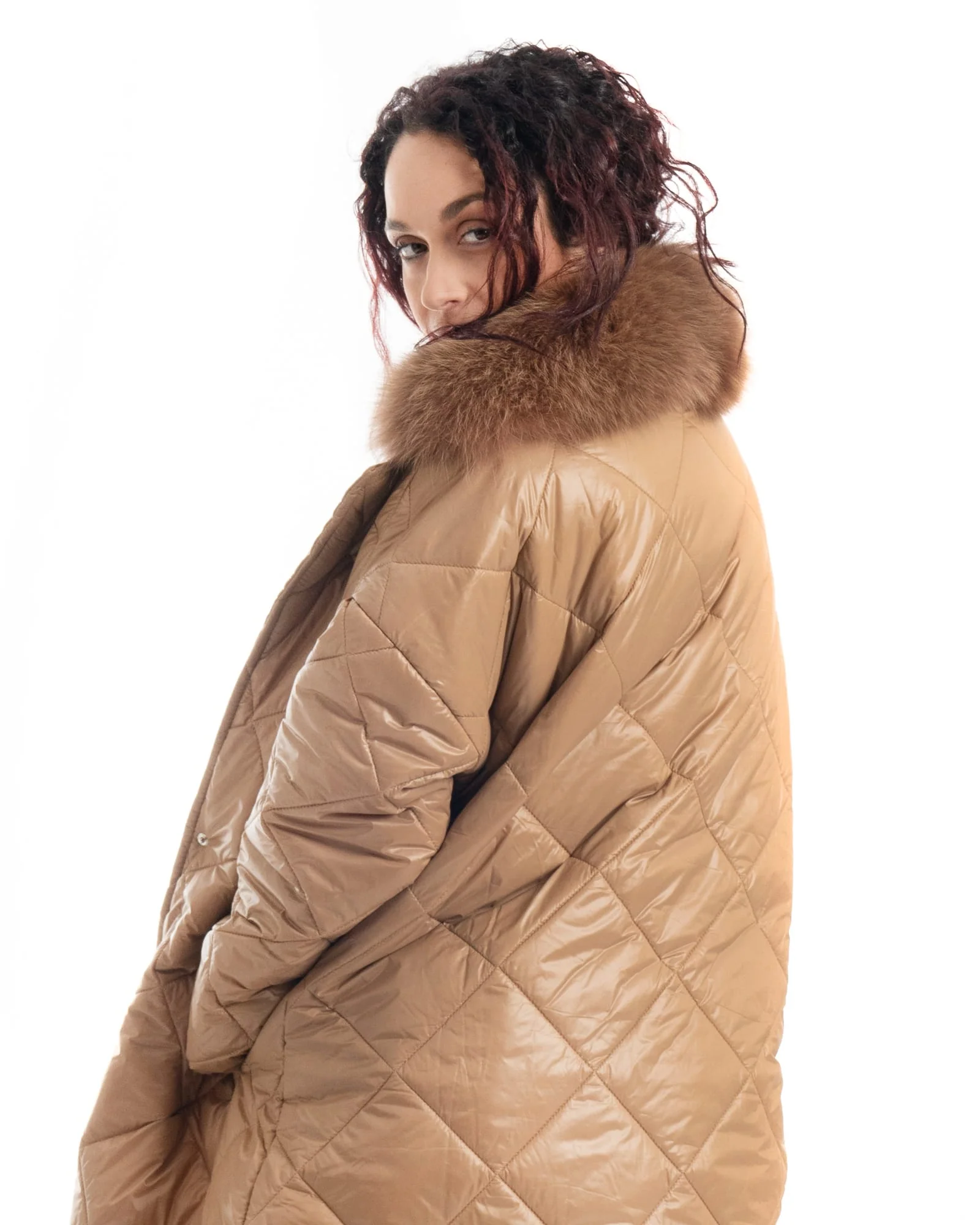 INNSBRUCK - Cappotto cento grammi con bordatura collo in volpe (Beige) - Image 10