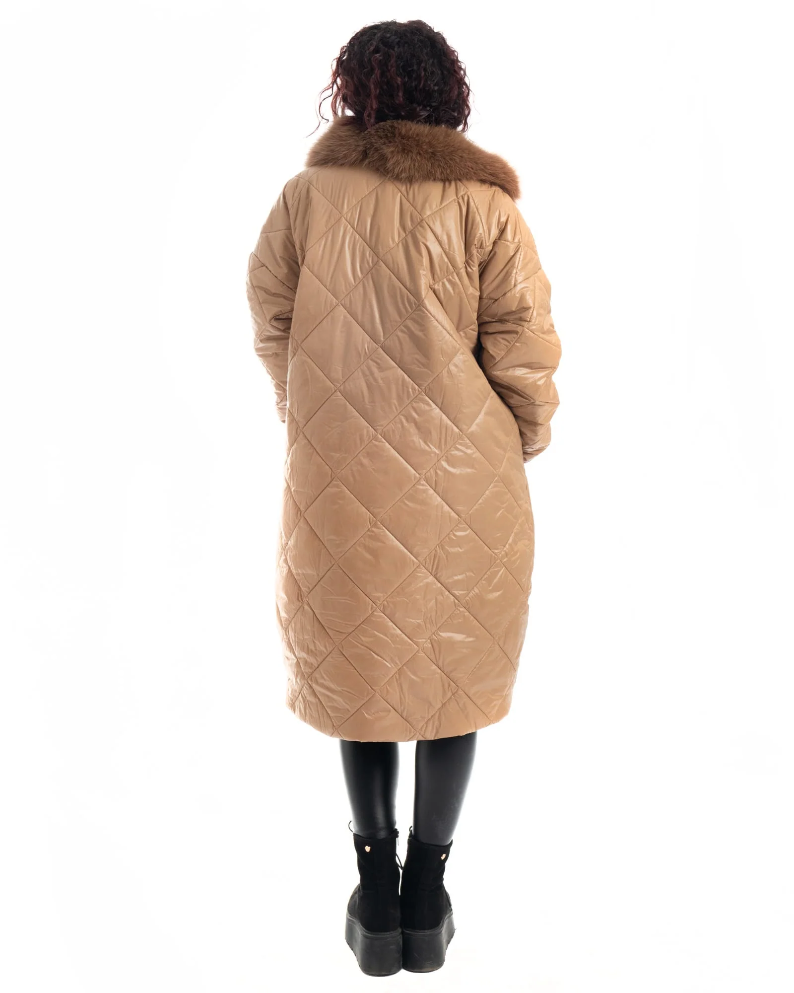 INNSBRUCK - Cappotto cento grammi con bordatura collo in volpe (Beige) - Image 8