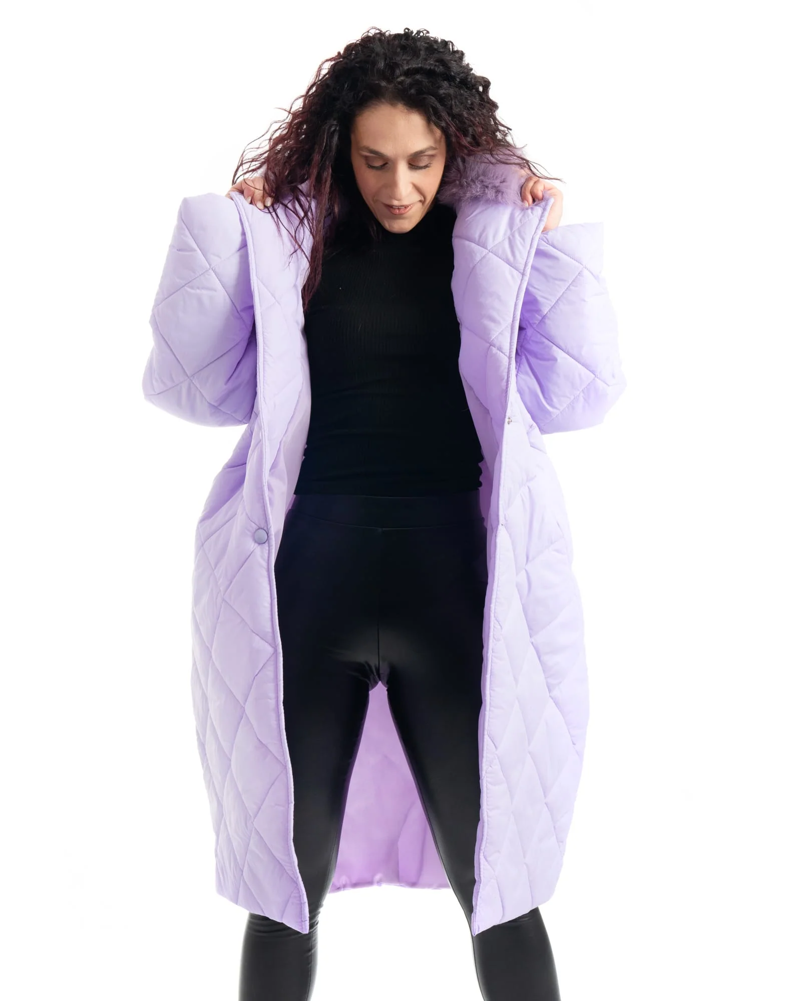 INNSBRUCK - Cappotto cento grammi con bordatura collo in volpe (Lilla) - Image 18