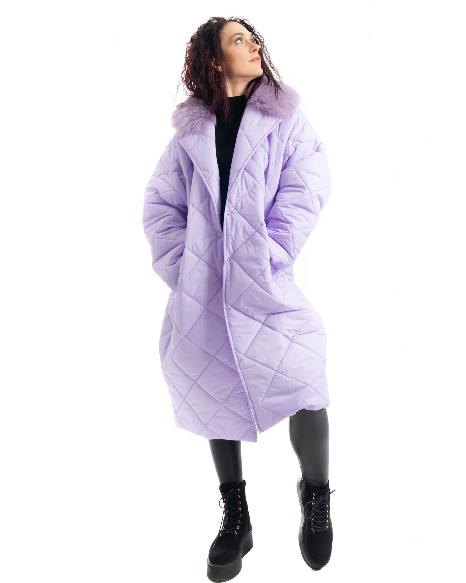INNSBRUCK - Cappotto cento grammi con bordatura collo in volpe (Lilla) - Image 19