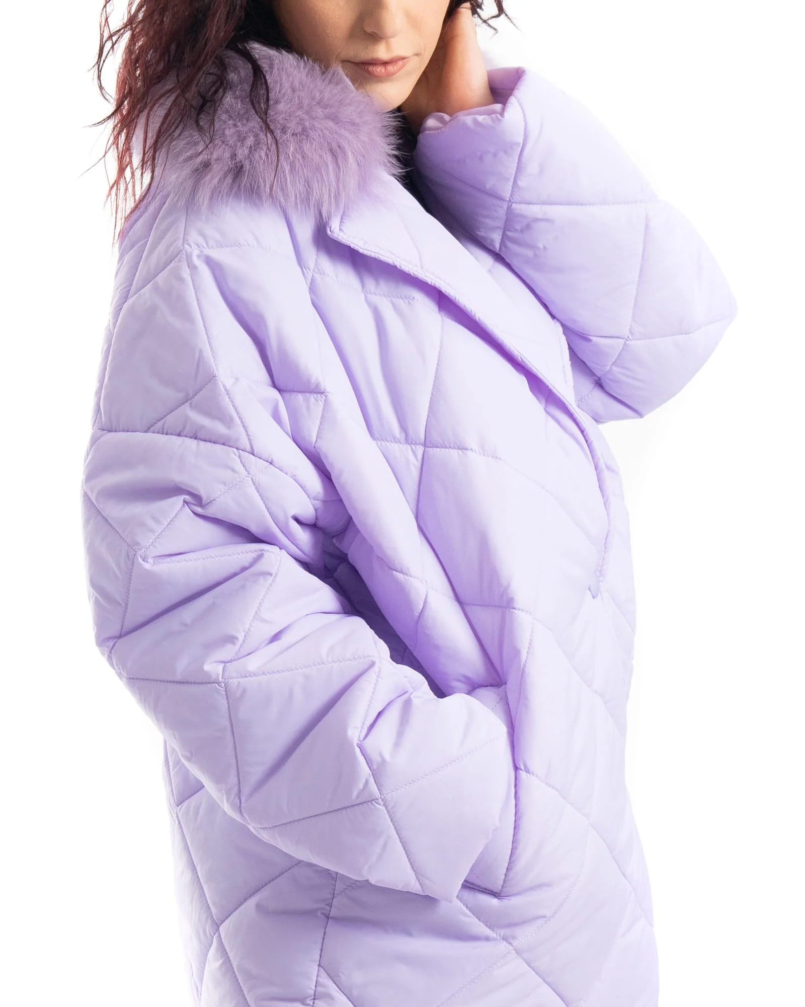 INNSBRUCK - Cappotto cento grammi con bordatura collo in volpe (Lilla) - Image 3