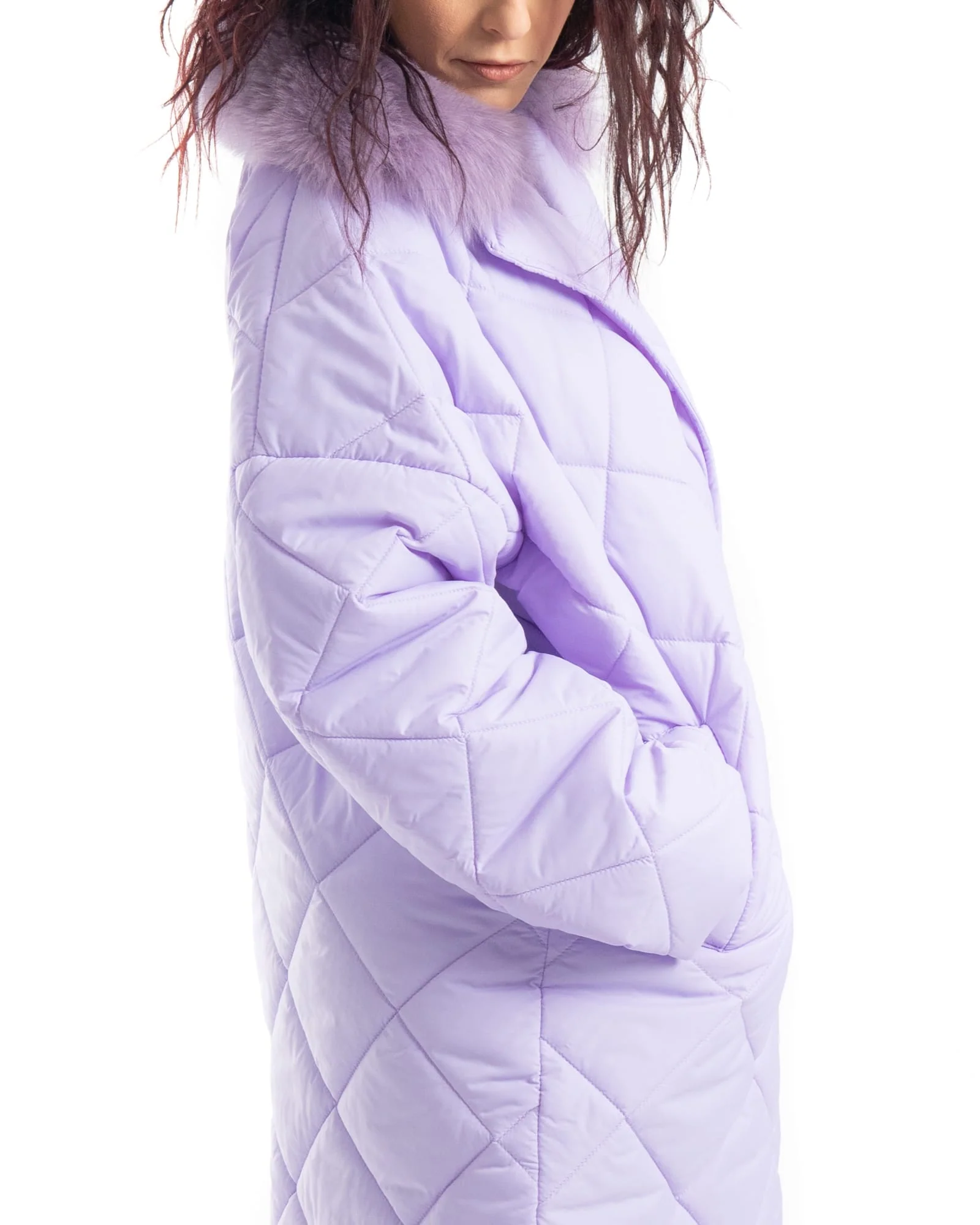 INNSBRUCK - Cappotto cento grammi con bordatura collo in volpe (Lilla) - Image 4