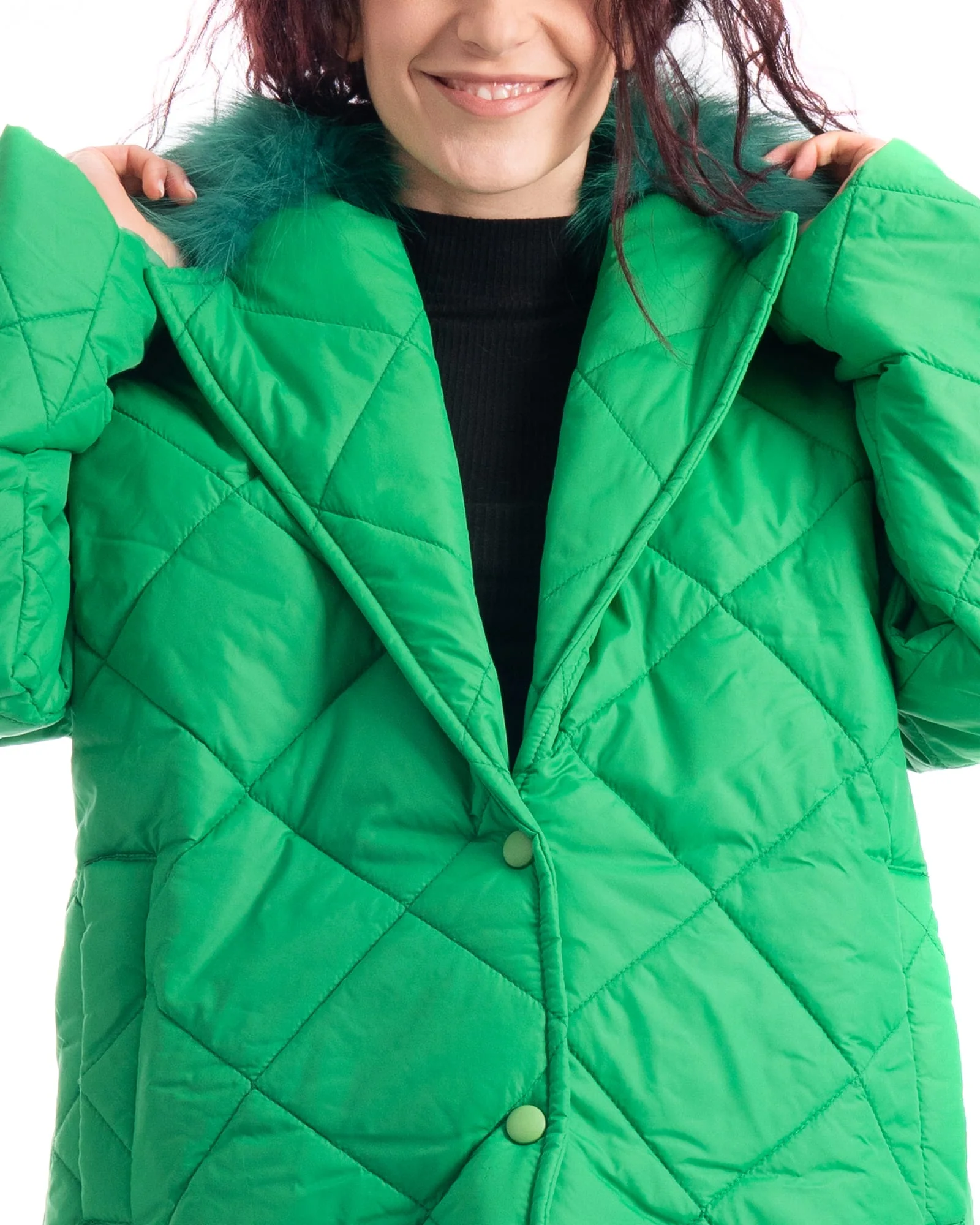 INNSBRUCK - Cappotto cento grammi con bordatura collo in volpe (Verde) - Image 11