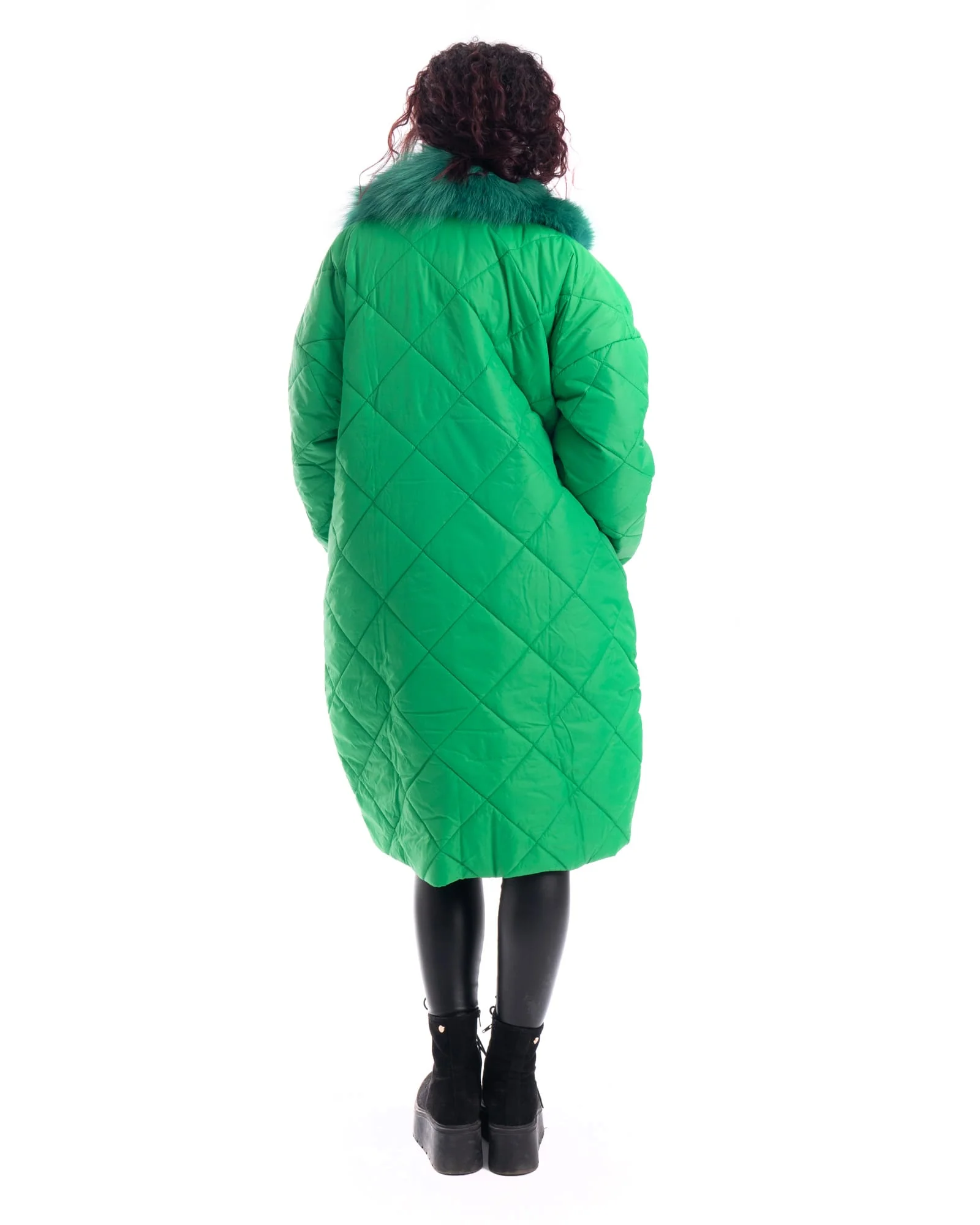 INNSBRUCK - Cappotto cento grammi con bordatura collo in volpe (Verde) - Image 3