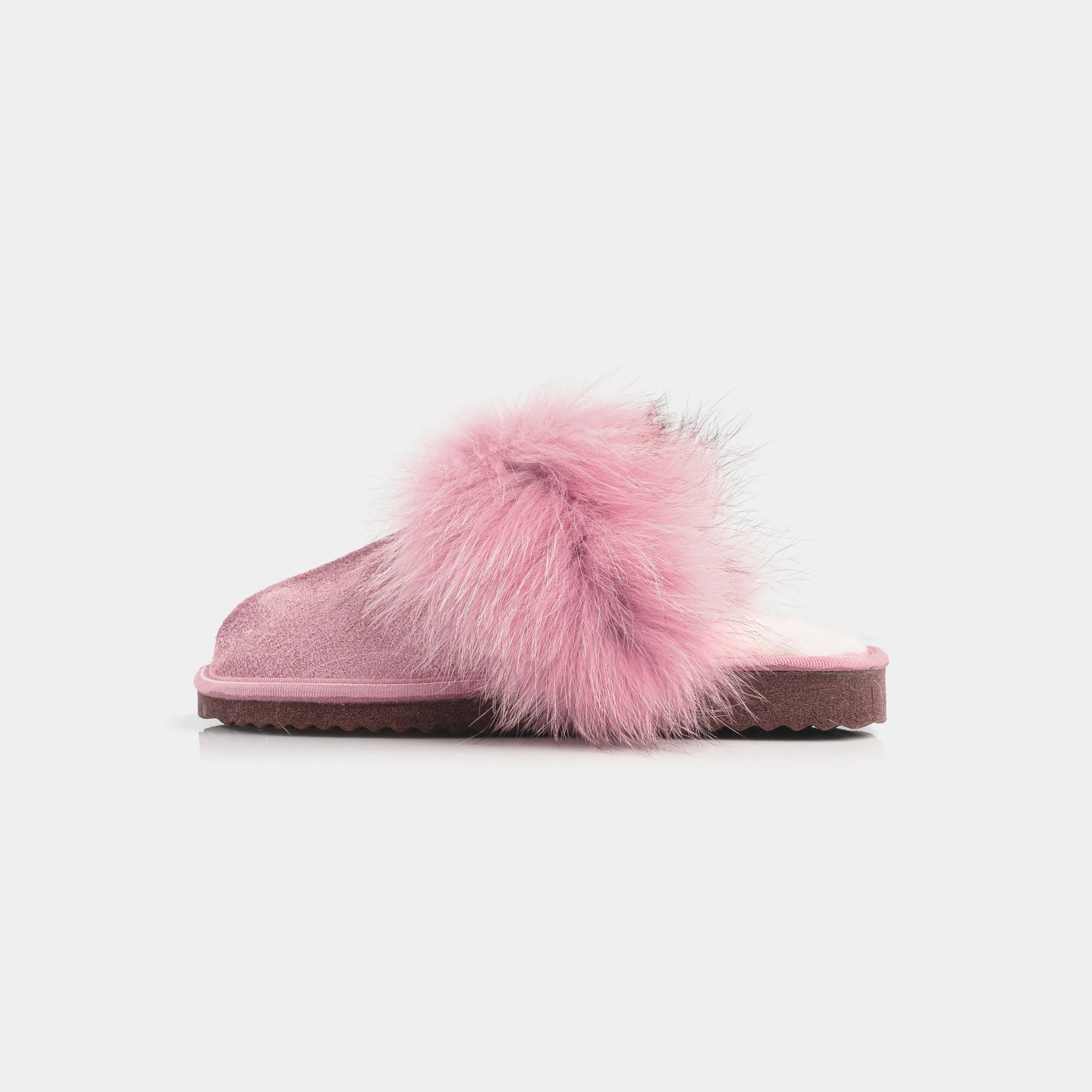 CERVINIA - Slipper chiusa scamosciata con bordatura in volpe (Rosa) - Image 3