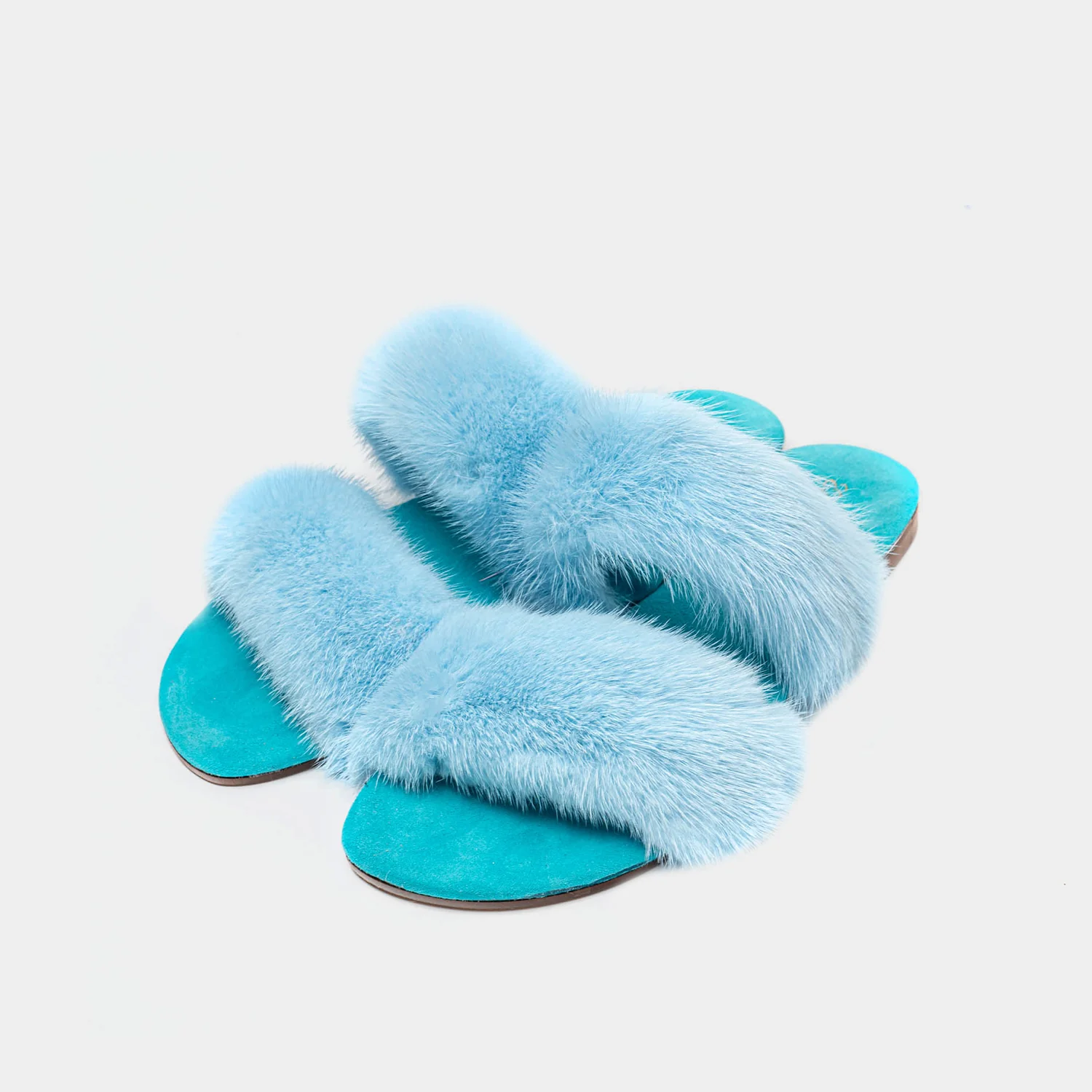 IBIZA - Slipper con doppia fascia in visone (Azzurro) - Image 6