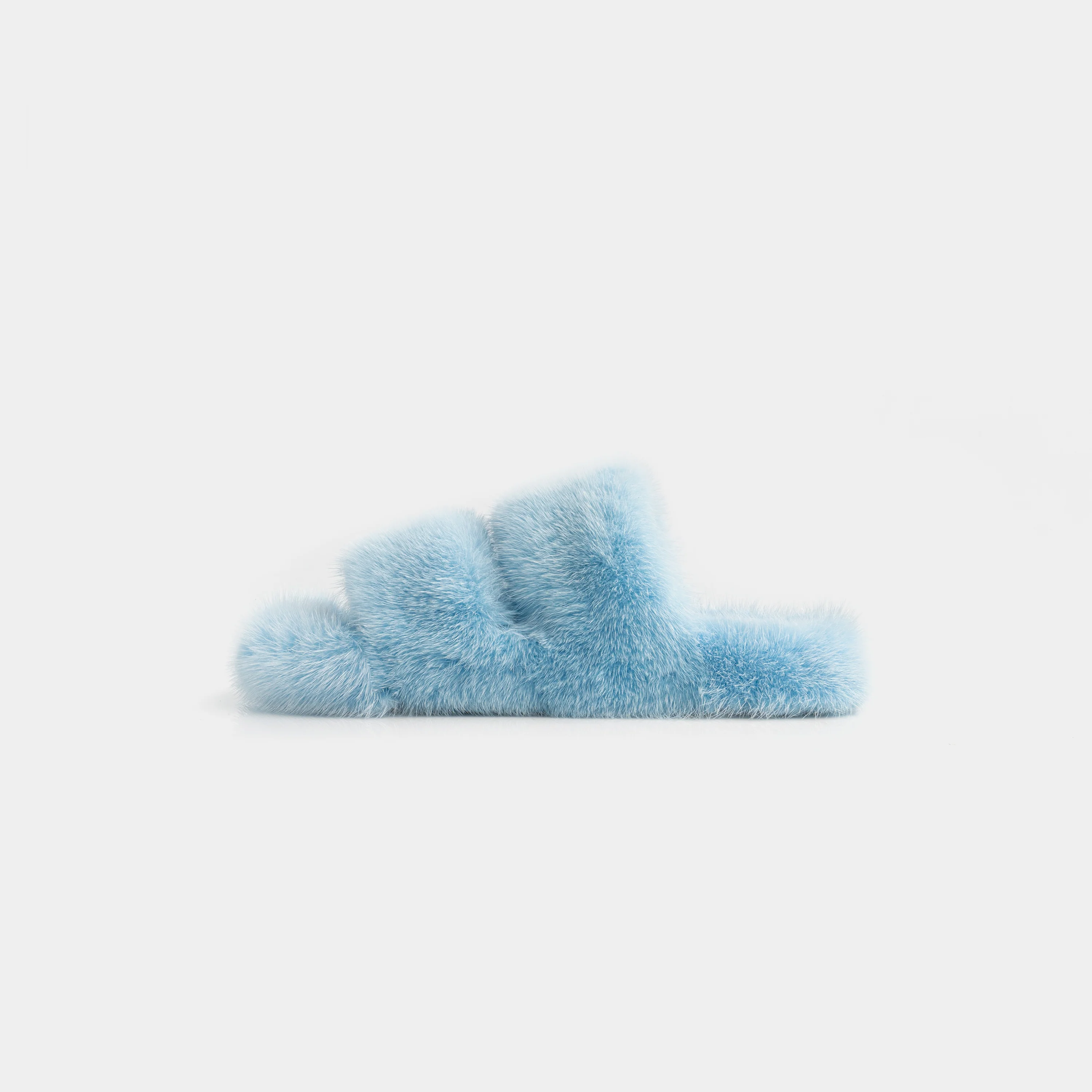 CORTINA - Slipper doppia fascia in visone (Azzurro) - Image 3