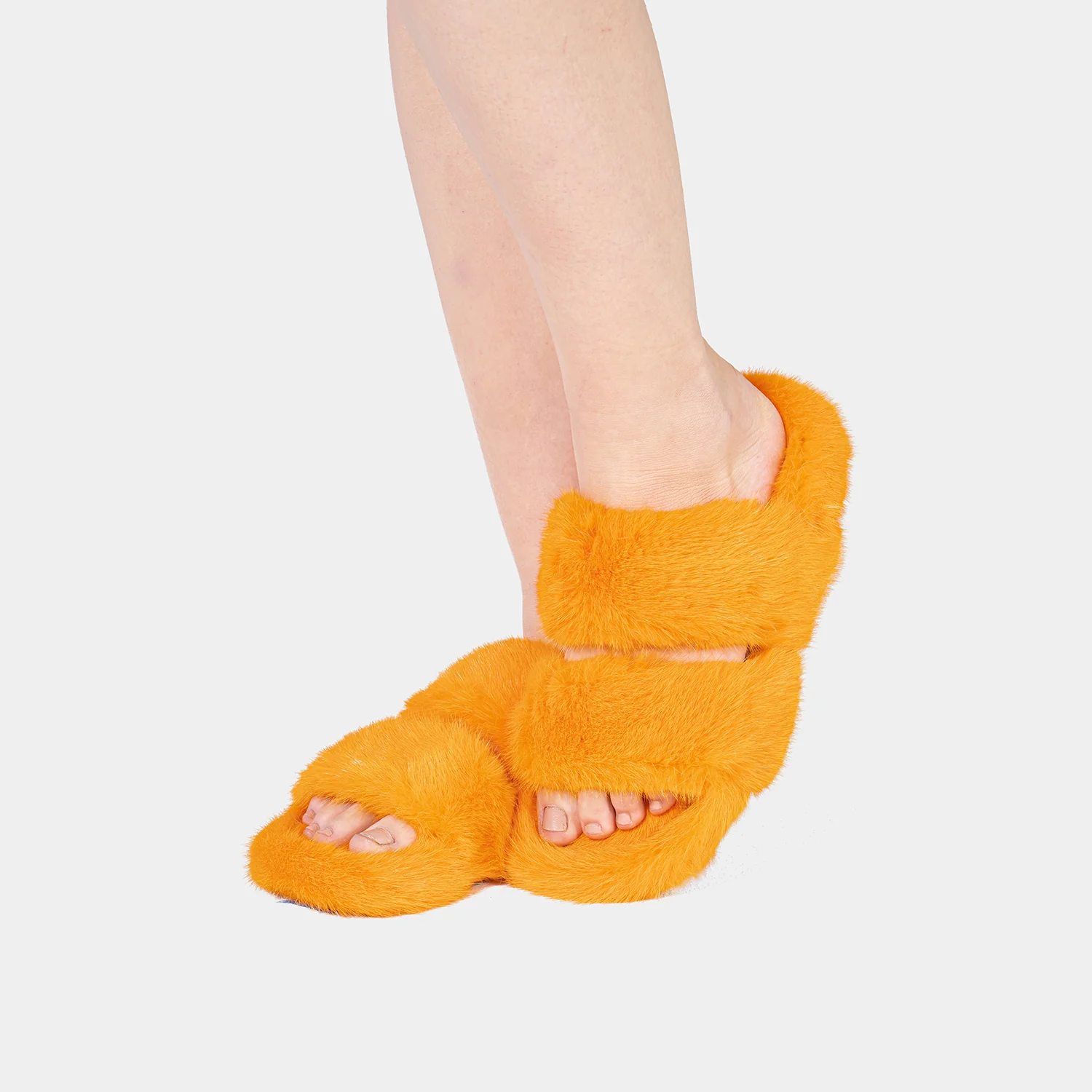 CORTINA - Slipper doppia fascia in visone (Arancione) - Image 2