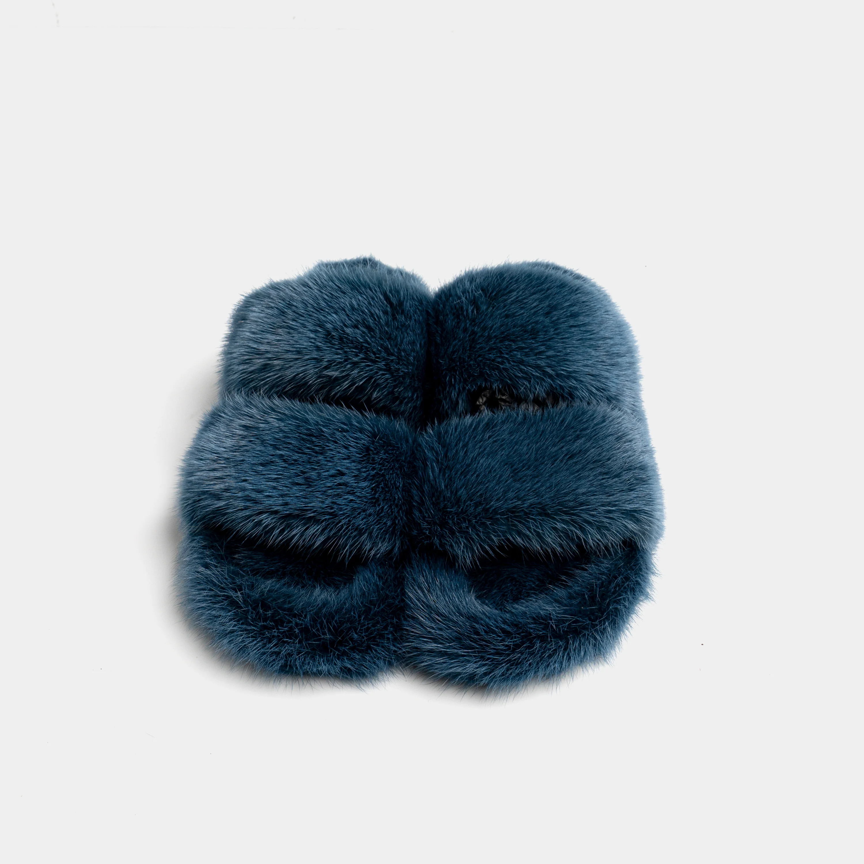 CORTINA - Slipper doppia fascia in visone (Blu Oceano) - Image 5