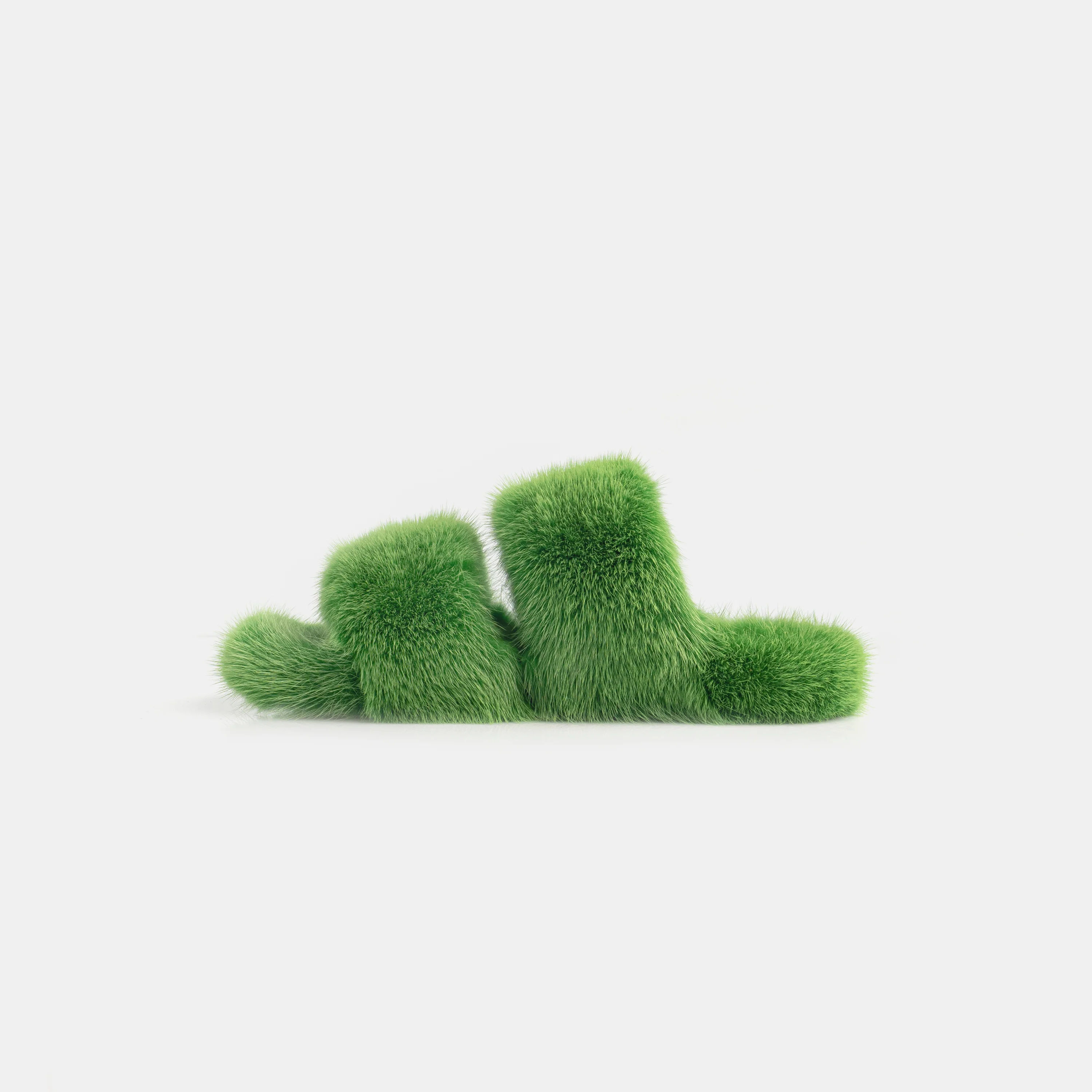 CORTINA - Slipper doppia fascia in visone (Verde) - Image 3
