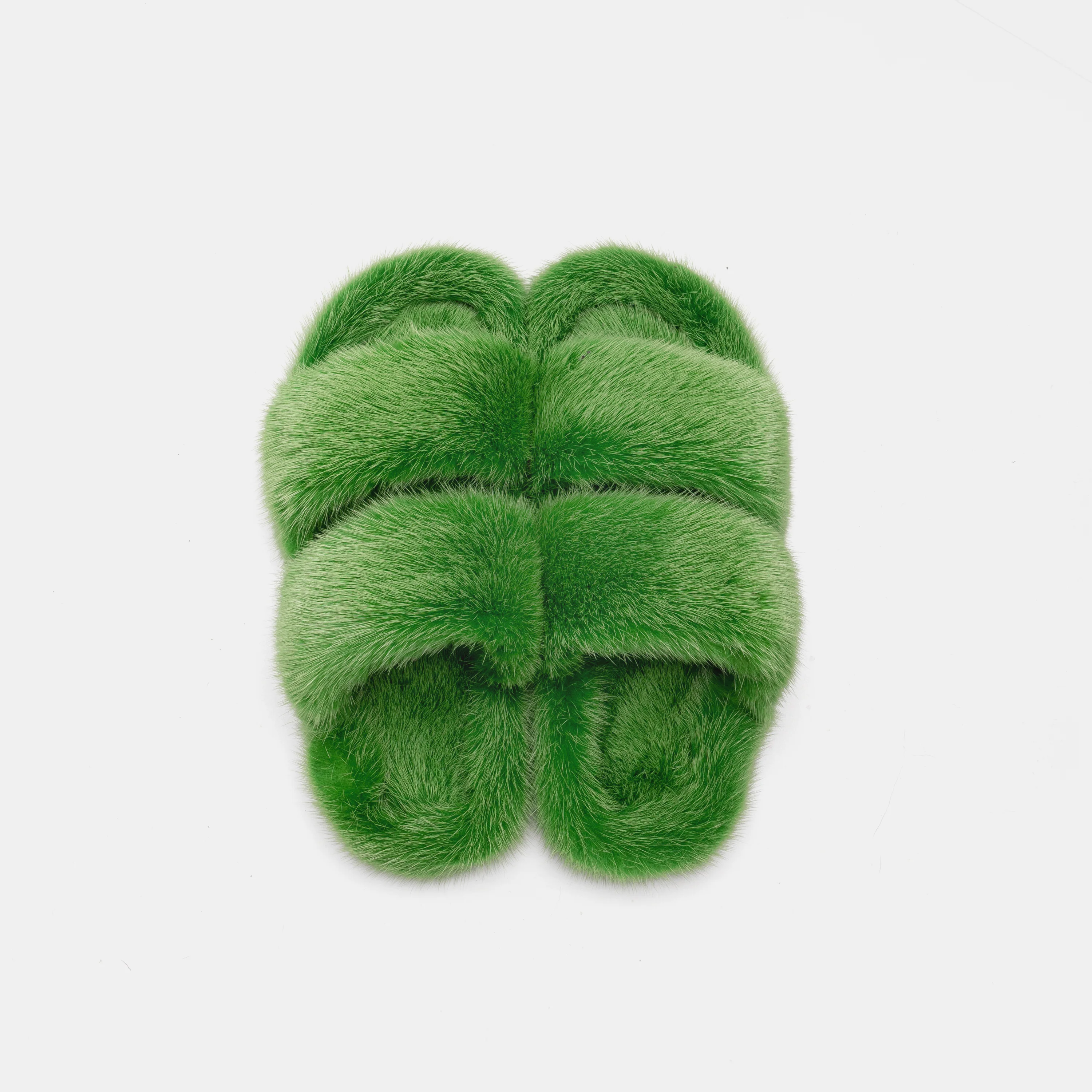 CORTINA - Slipper doppia fascia in visone (Verde) - Image 4
