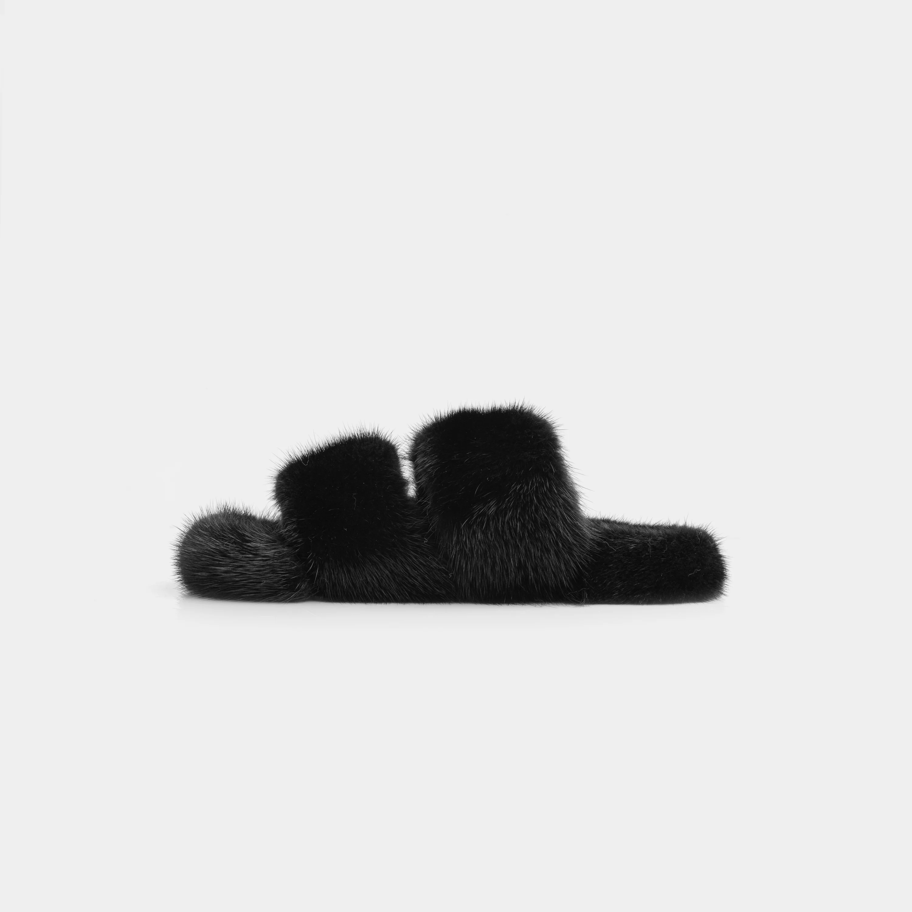 CORTINA - Slipper doppia fascia in visone (Nero) - Image 3