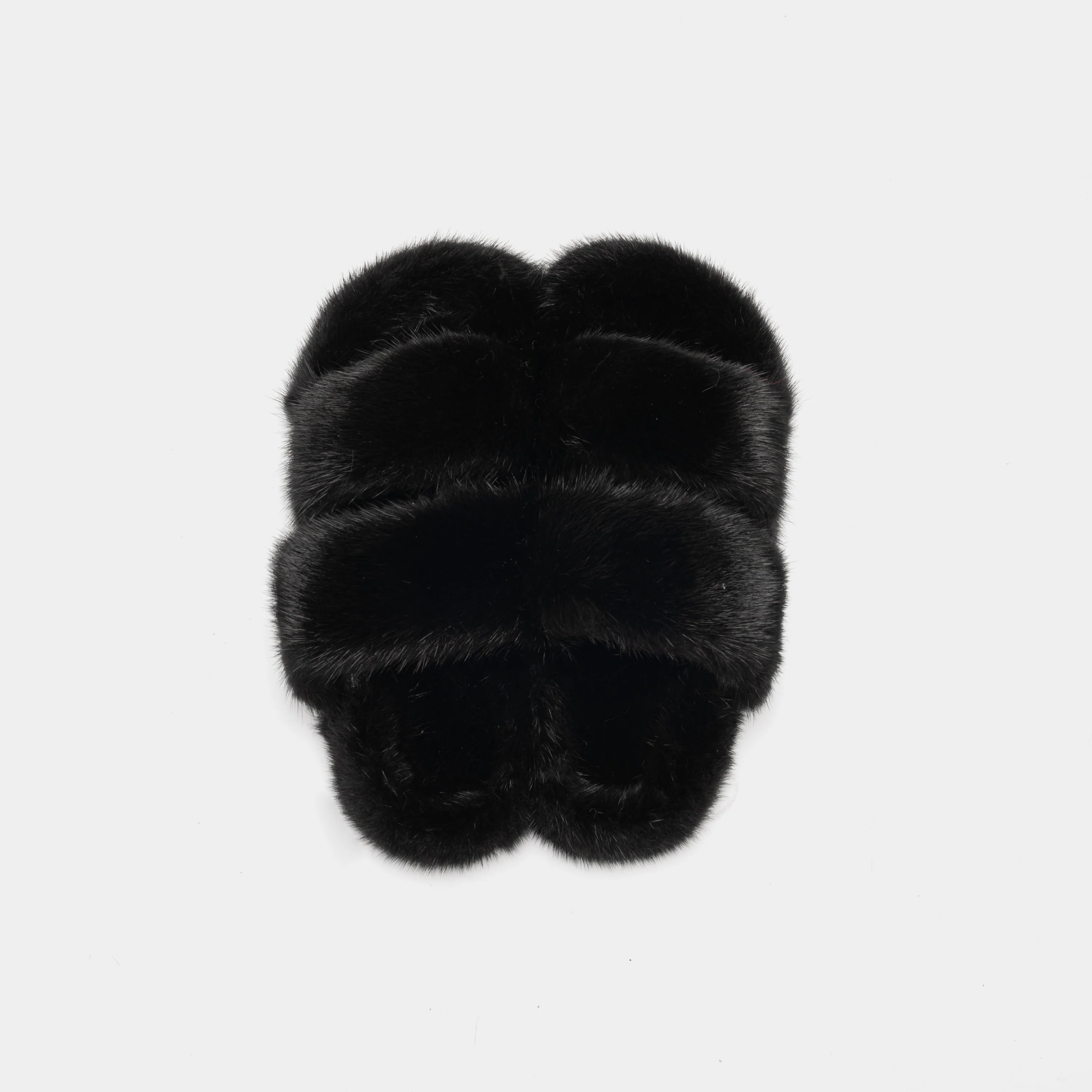 CORTINA - Slipper doppia fascia in visone (Nero) - Image 4