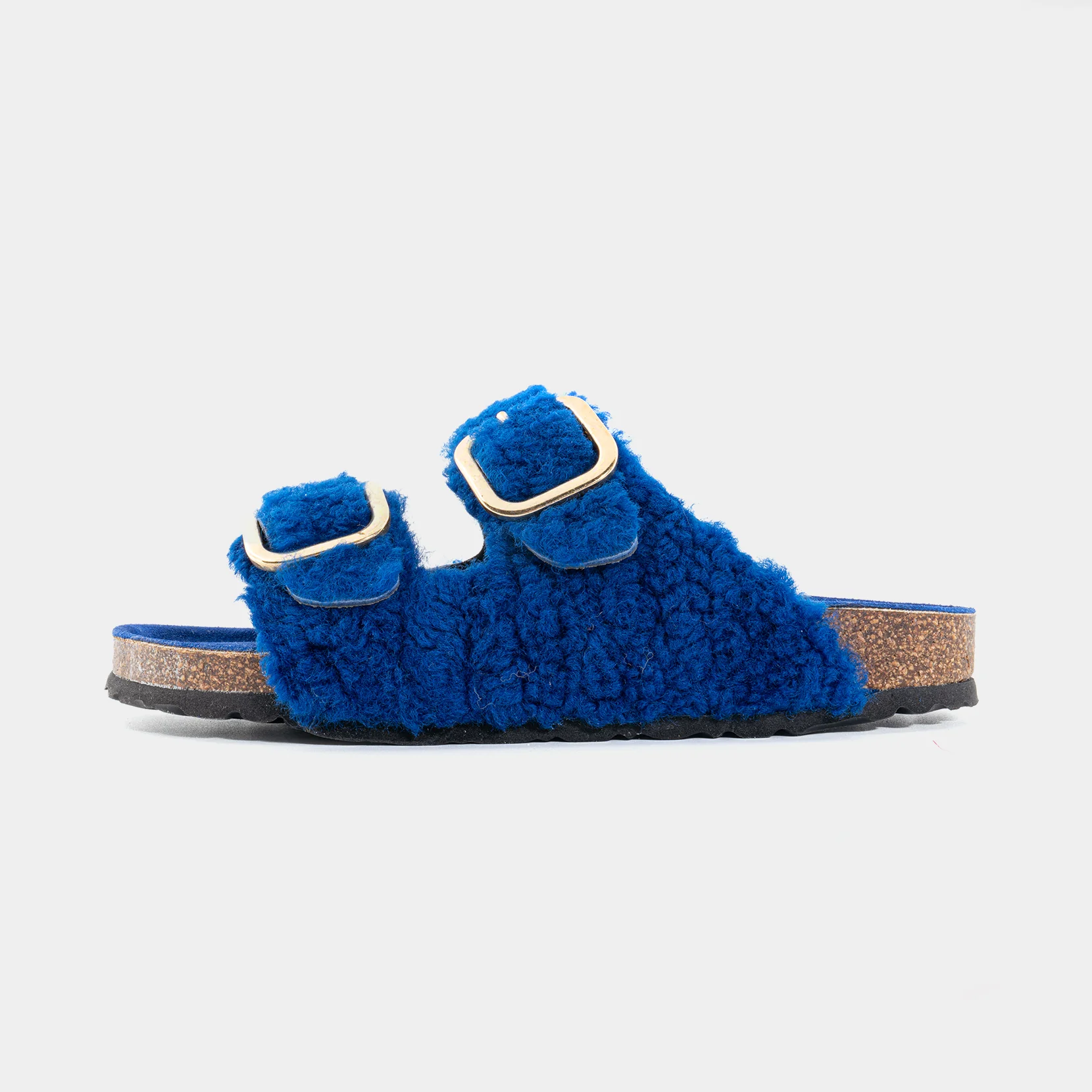 FIRENZE - Slipper con doppia fascia e fibbie regolabili in montone (Blu) - Image 3
